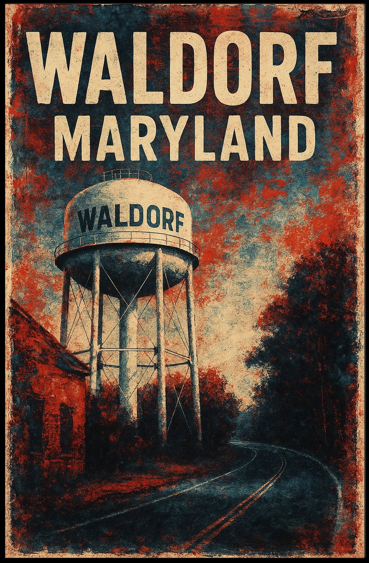 Waldorf Maryland Scenic Map Style Poster