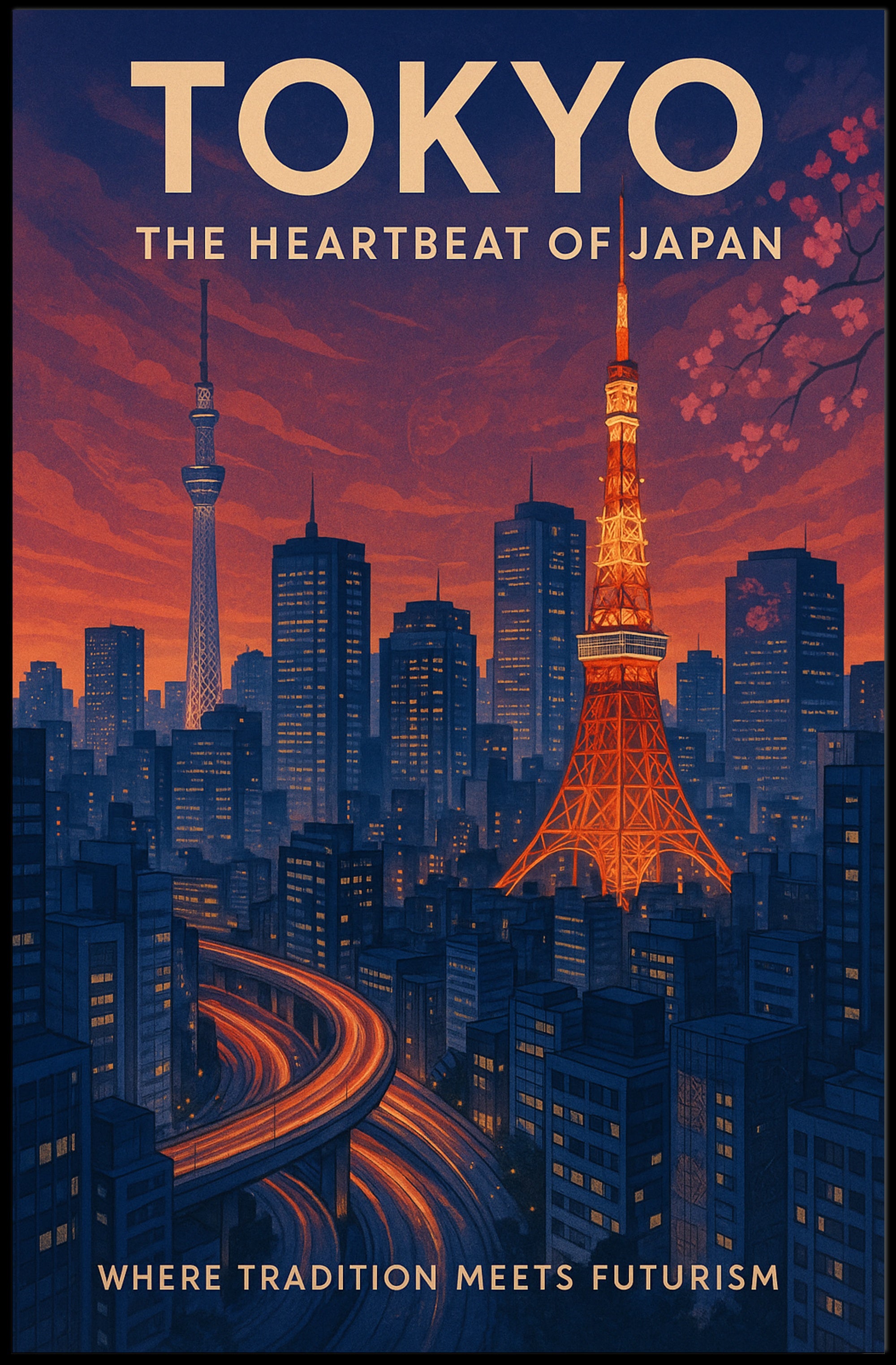 Tokyo Travel Poster Modern City Wall Art Print