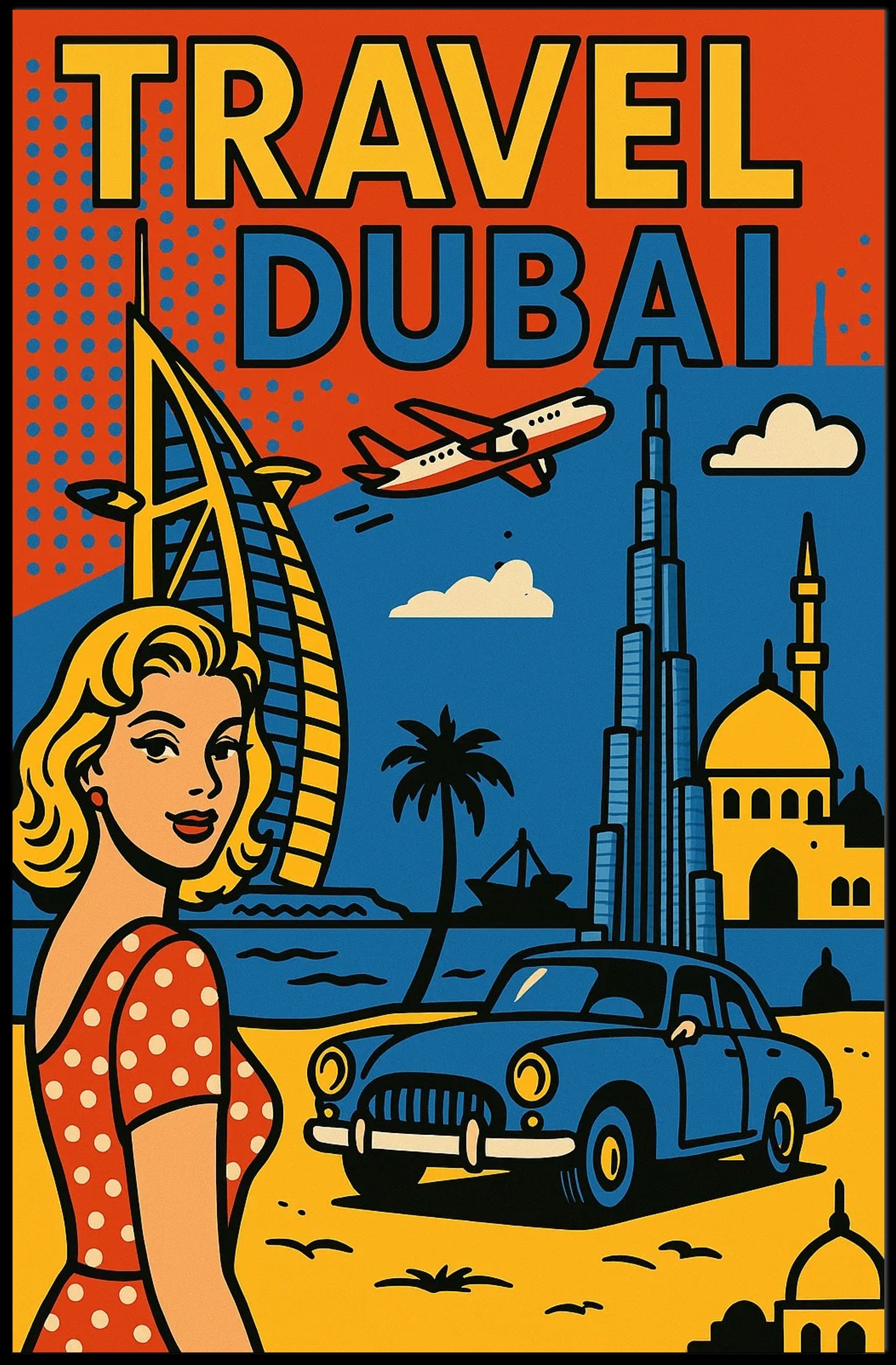 Dubai Adventure Retro Travel Poster