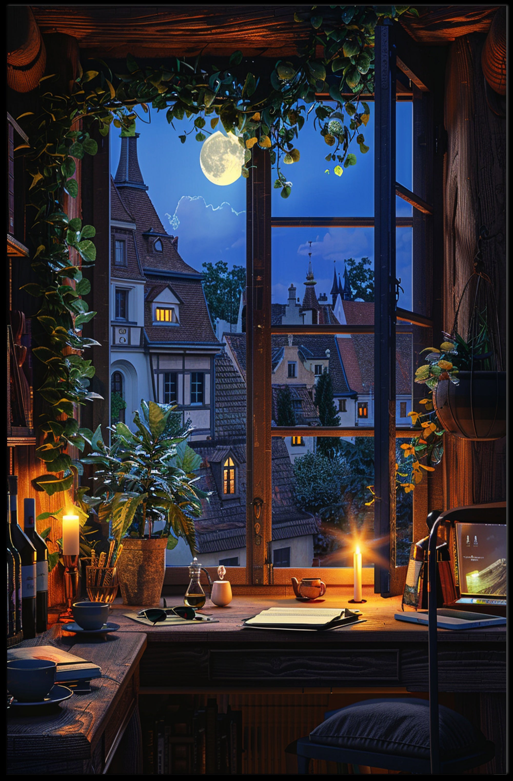 Medieval Fantasy Hooded Figure with Golden Medallion PosterGoat