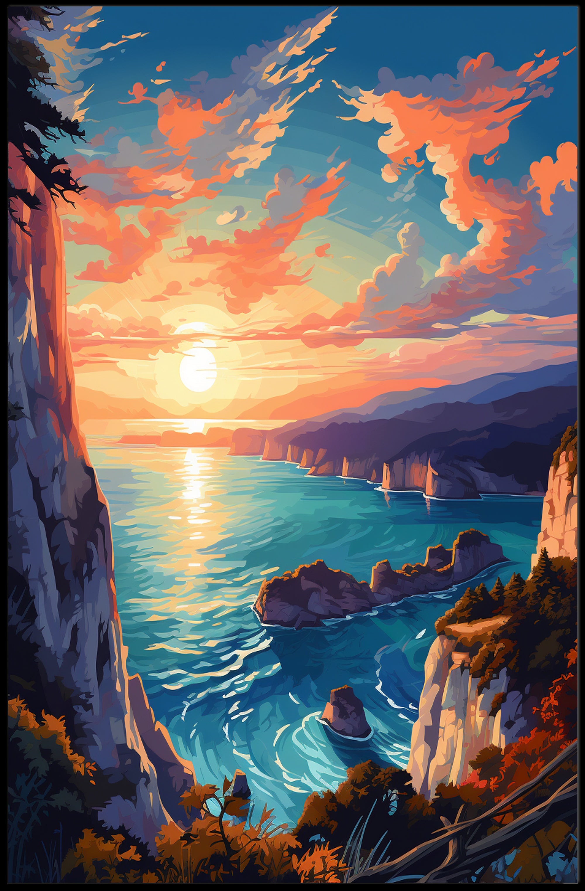 Coastal Sunset Serenity Poster