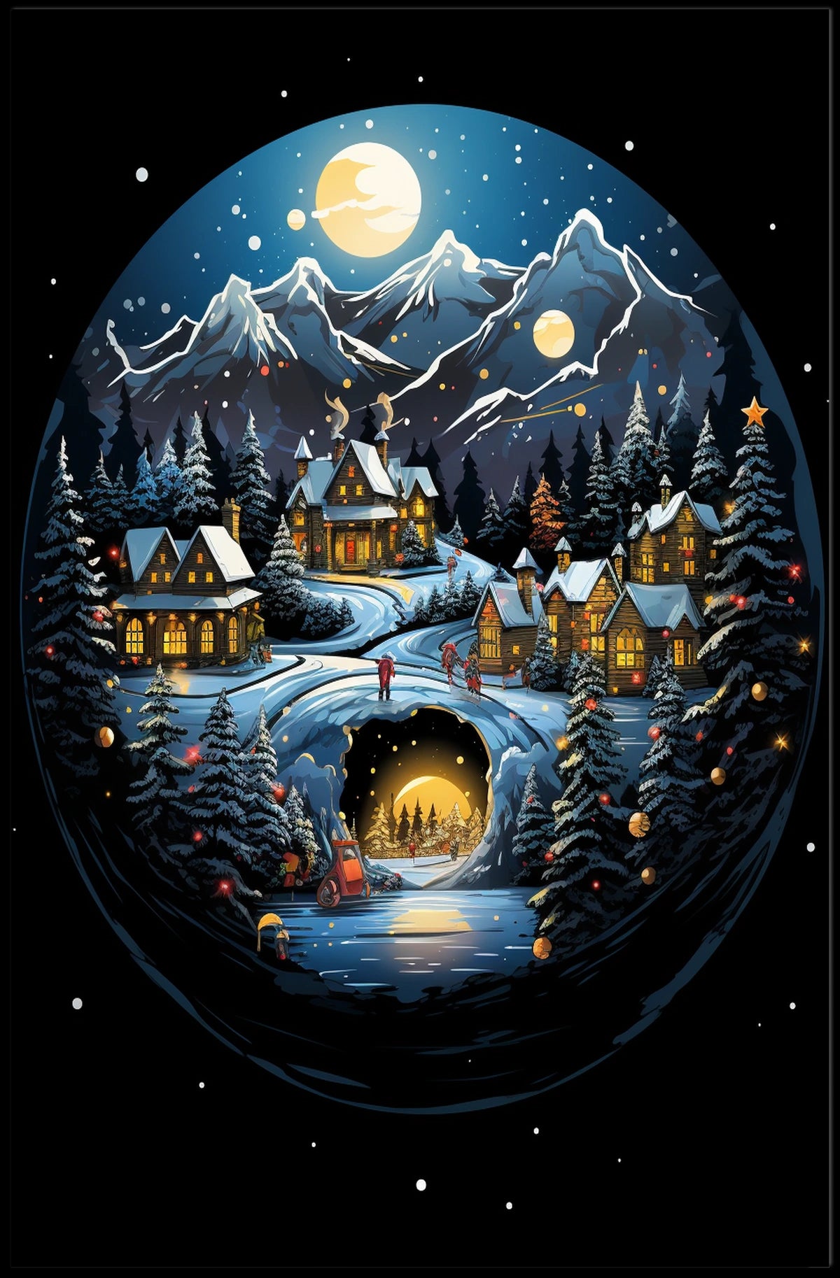 Winter Wonderland Village Enchantment: Abstract or Artistic Poster