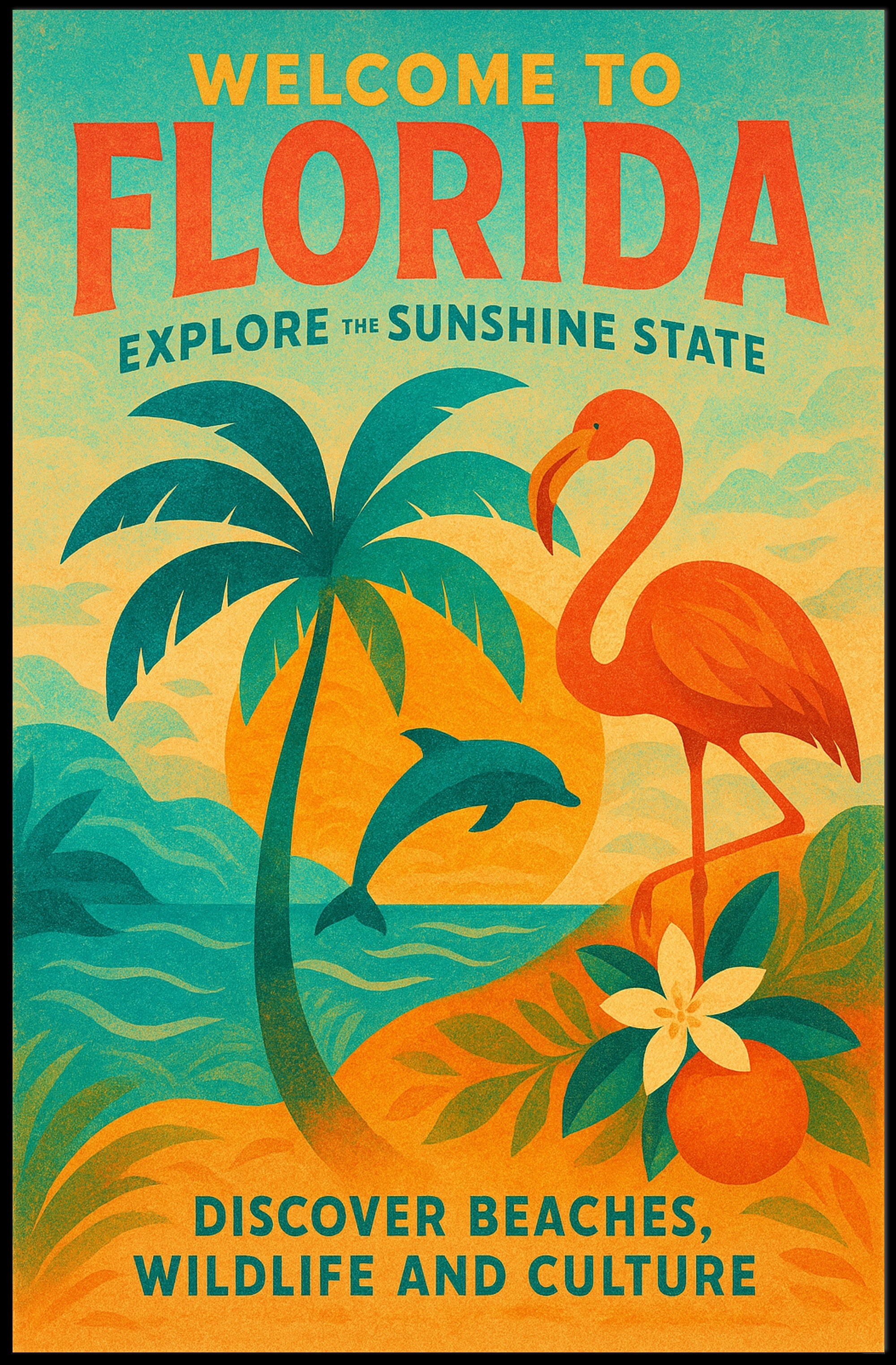 Florida Vintage Travel Poster Wall Art Print