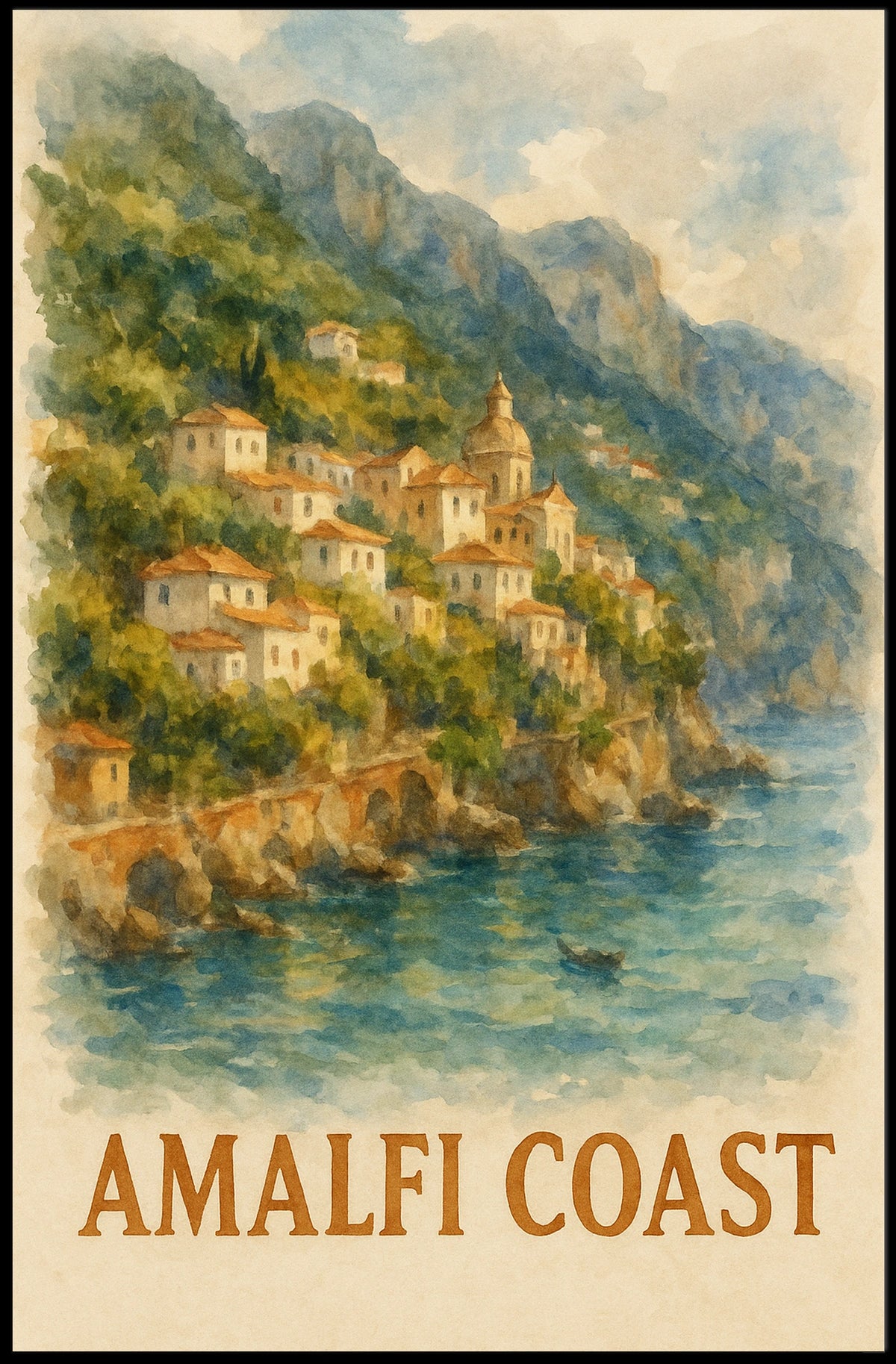 Amalfi Coast Poster Wall Art Decor Coastal Vibes Artwork