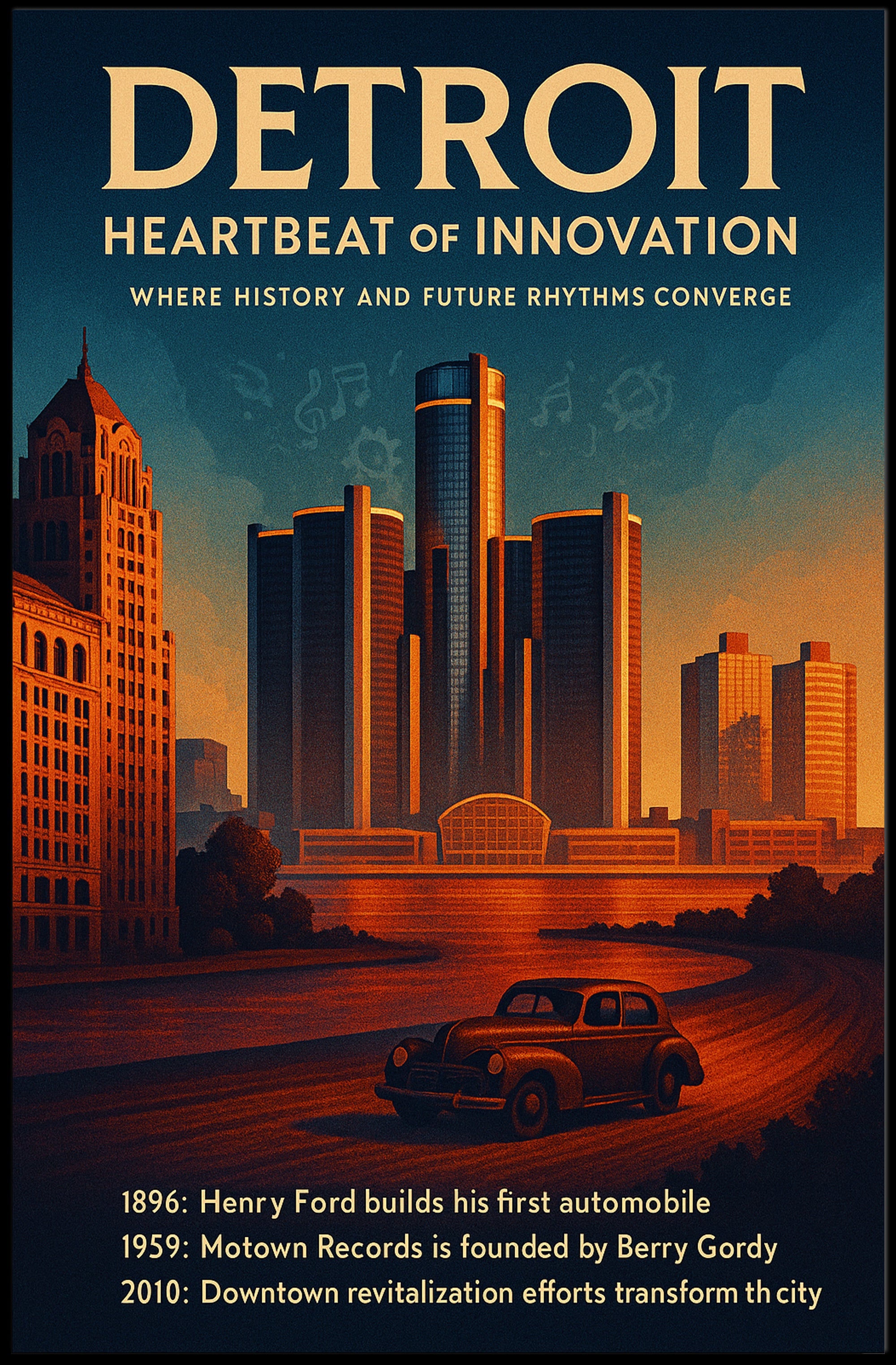 Detroit Heartbeat of Innovation Poster Art Print PosterGoat