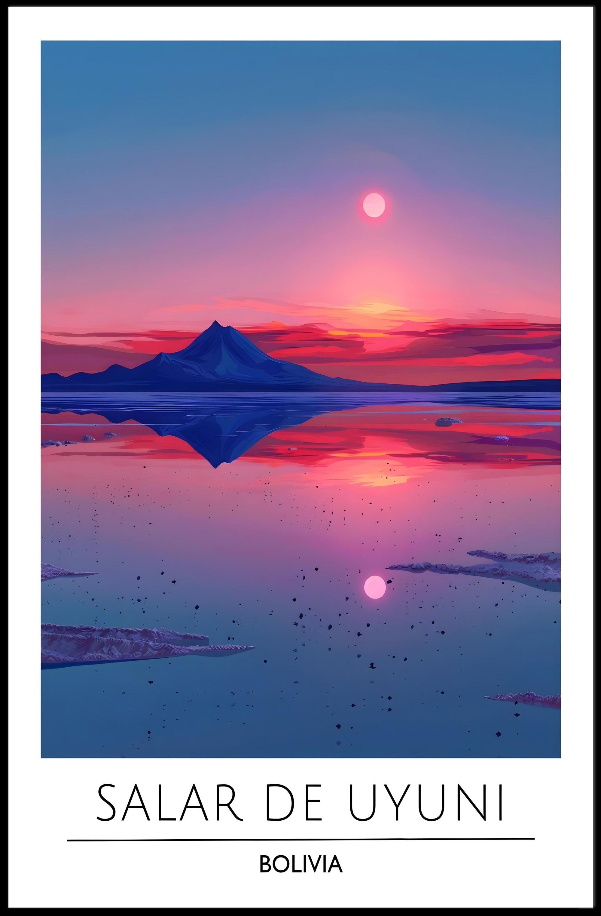 Salar de Uyuni Sunset Travel Poster