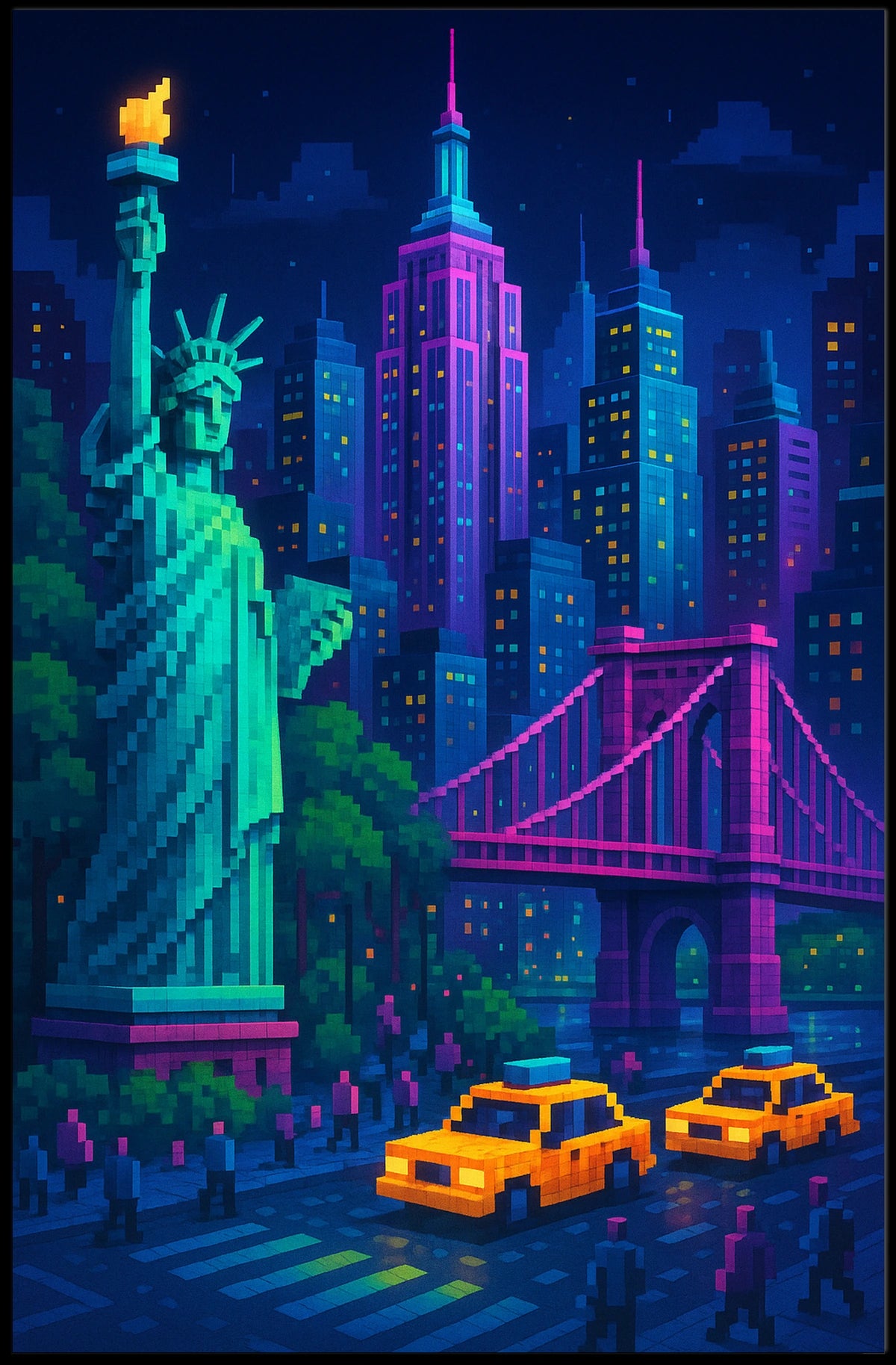 Pixelated New York Cityscape Poster