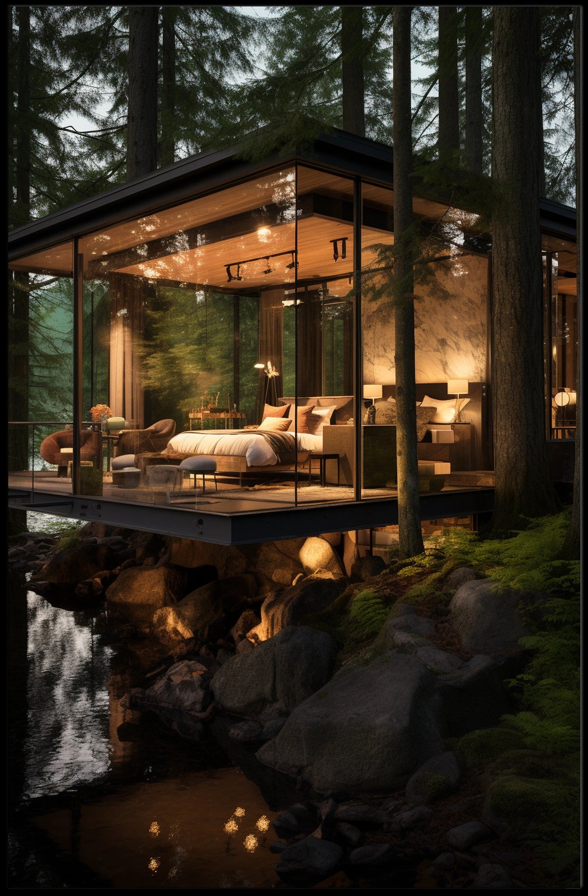 Tranquil Glass Retreat Poster