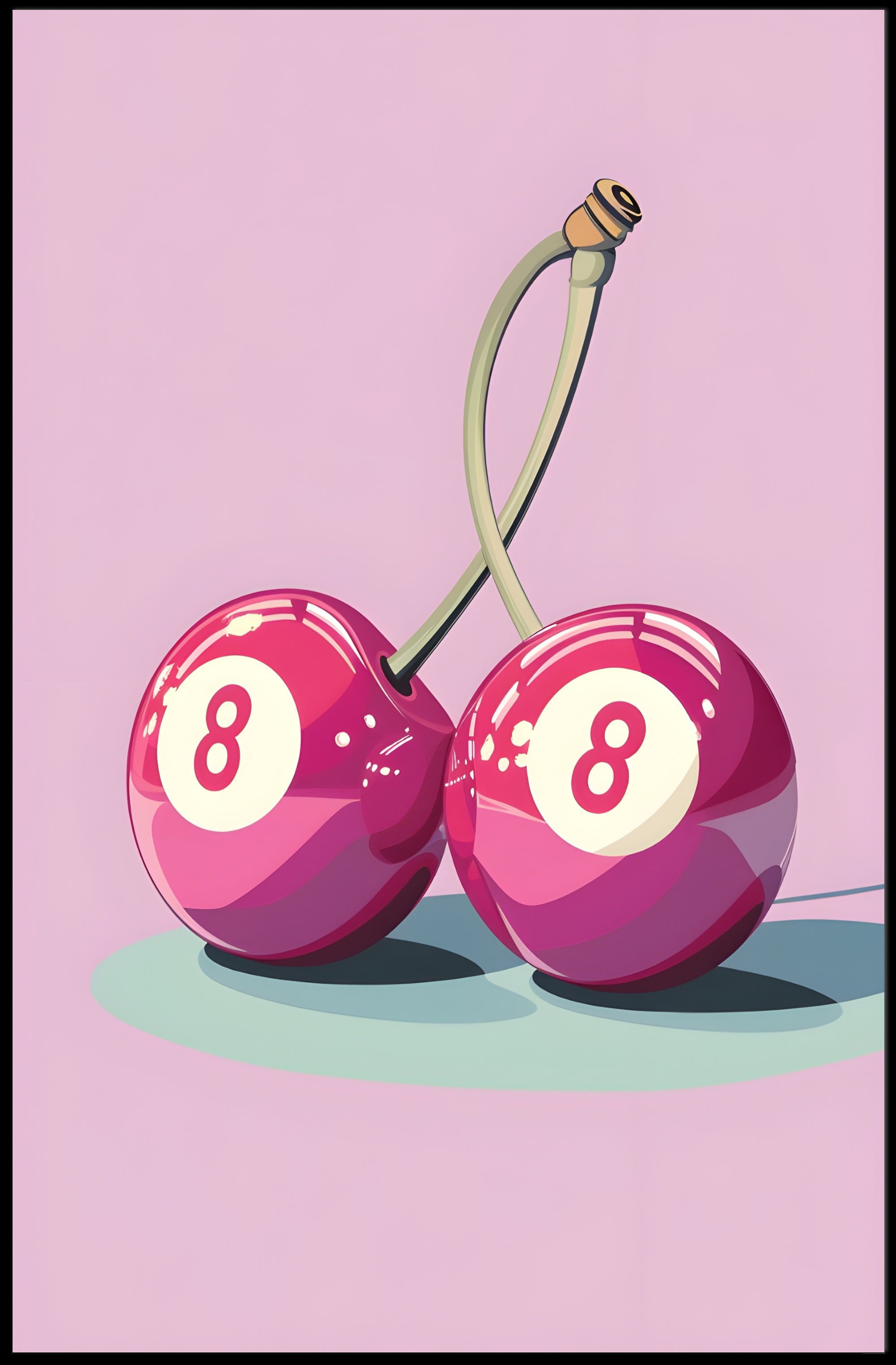 Cherry Billiard Balls Pop Culture Poster PosterGoat