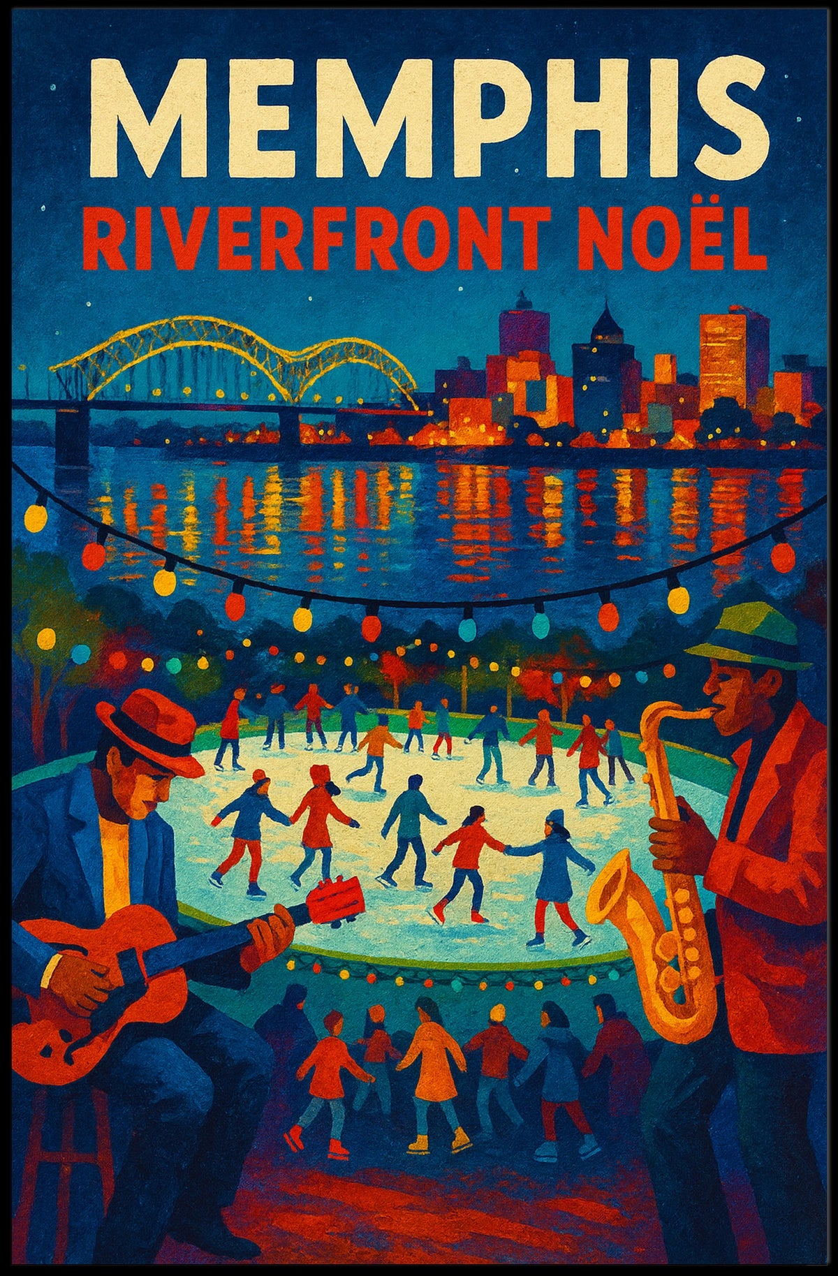 Memphis Riverfront Noël Poster