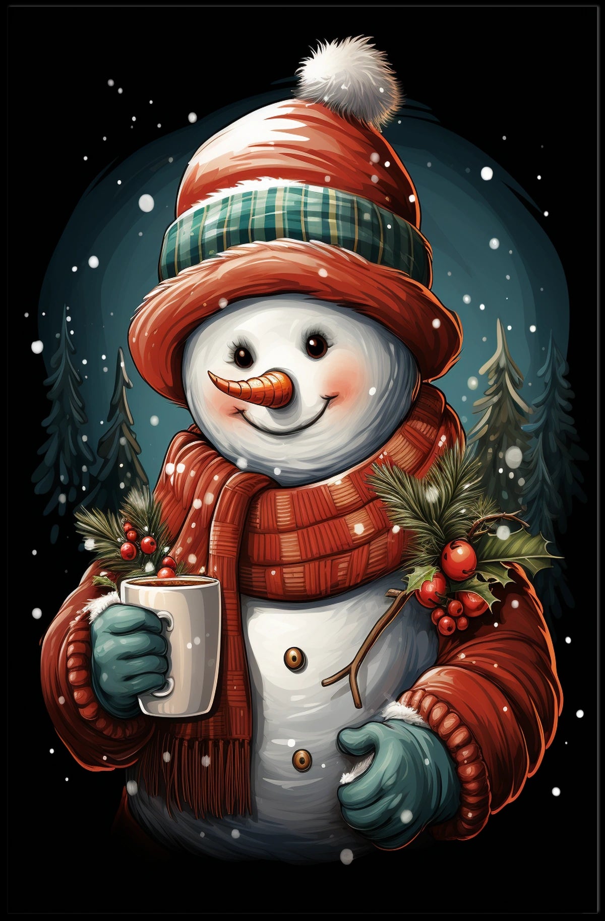 Cozy Winter Snowman Poster