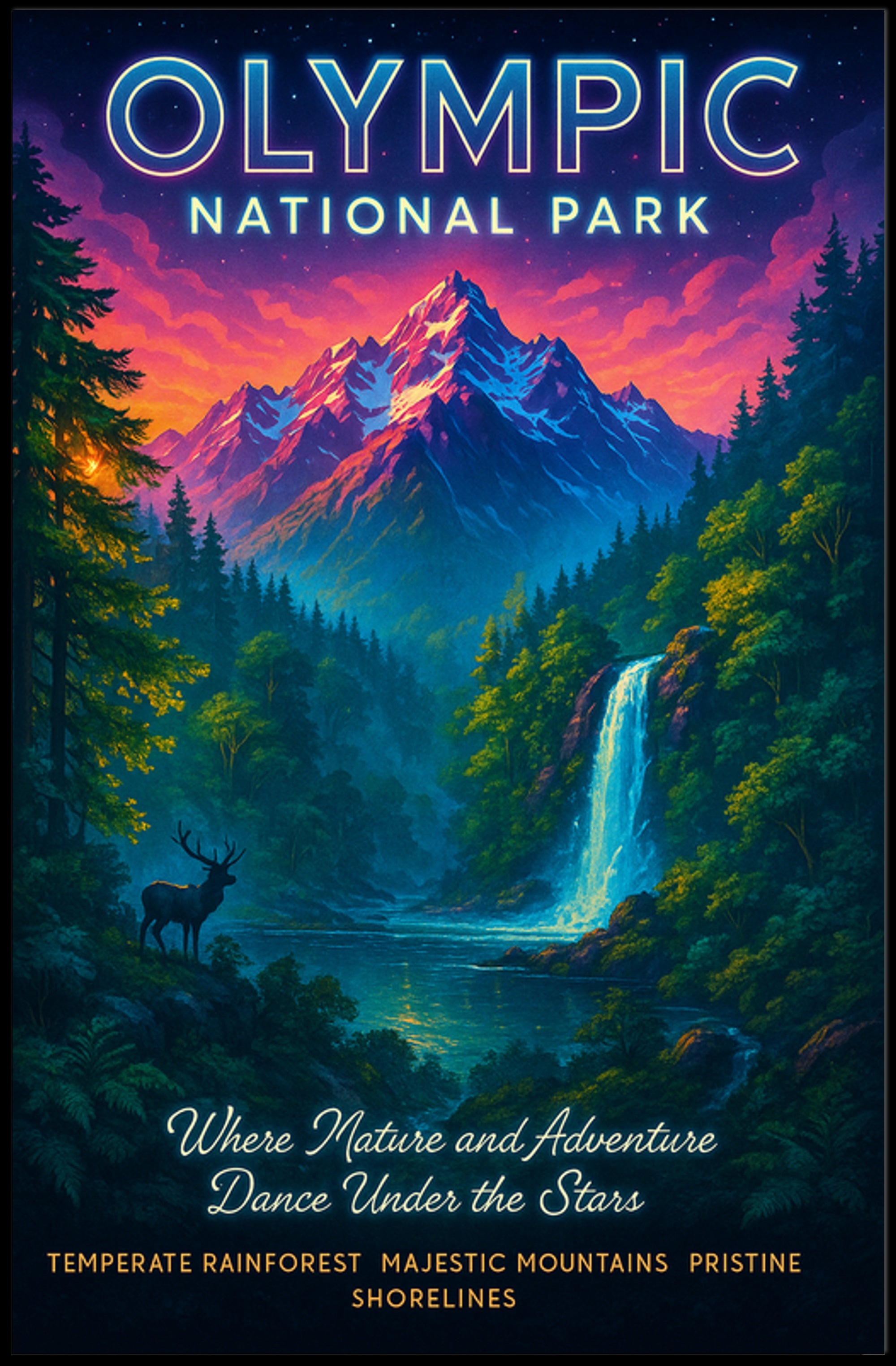 Olympic National Park Adventure Poster Print