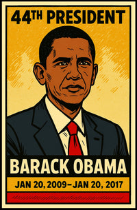Barack Obama 44th President of the United States Inked Comic Style Poster