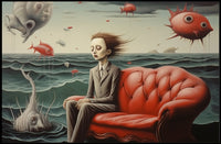 Surreal Ocean Dreamscape: Artistic Poster