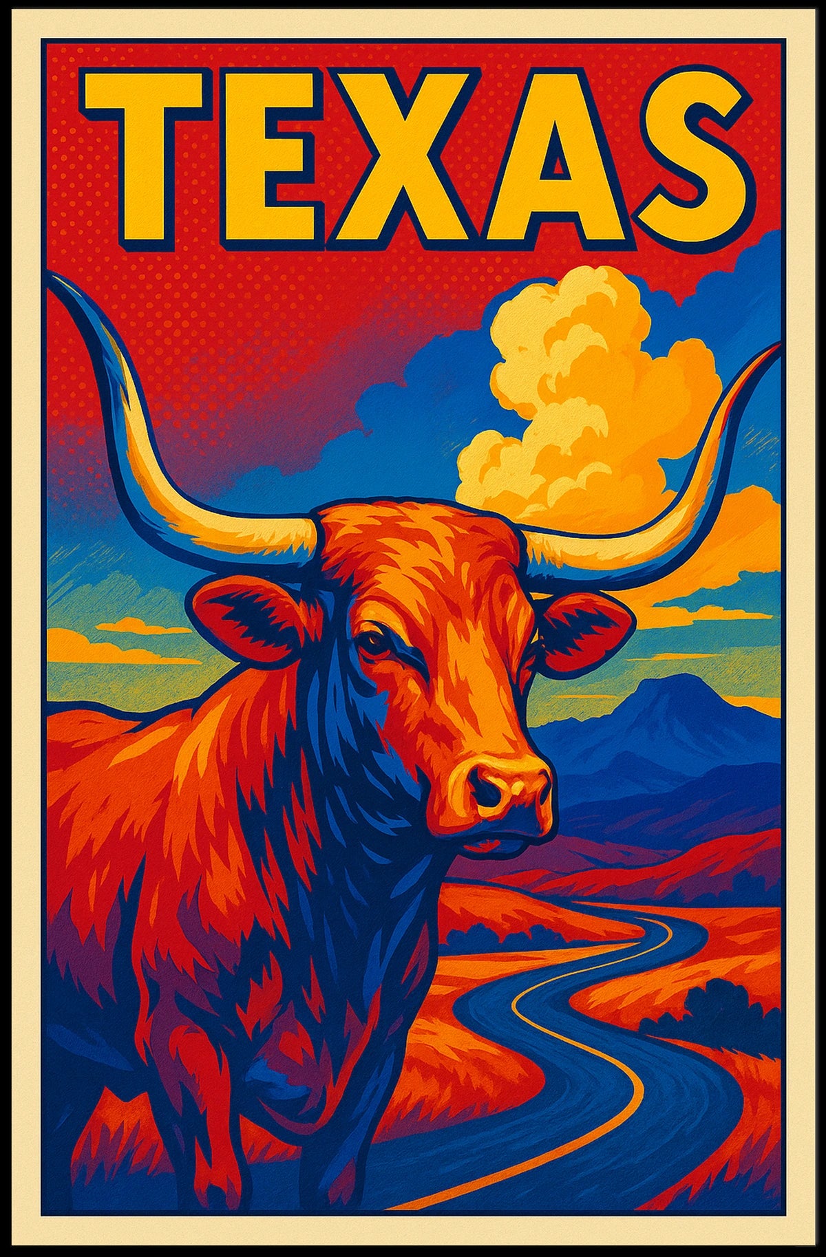 Texas Longhorn Landscape Poster