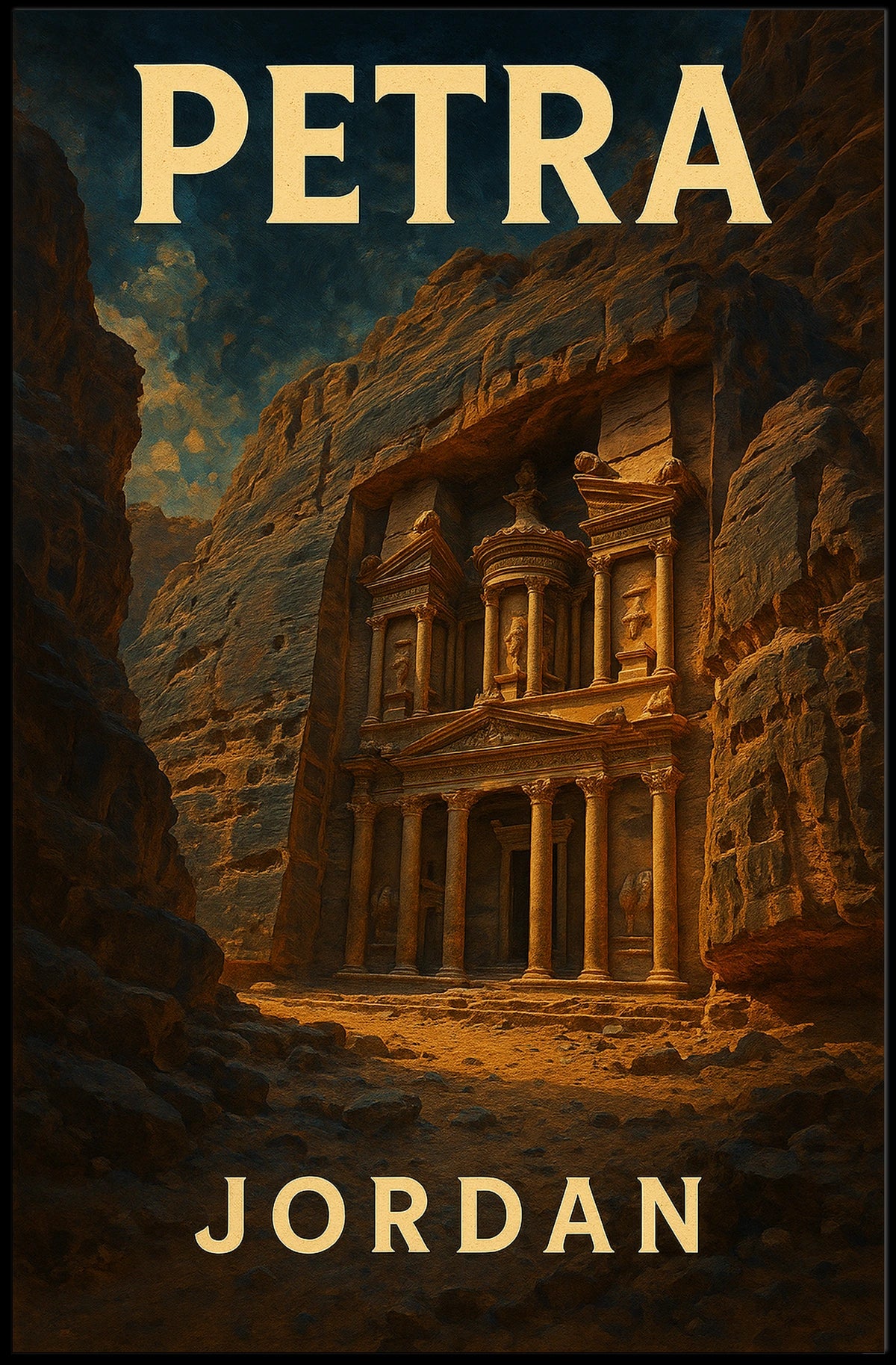 Petra Exploration Art Nouveau Vintage Travel Poster