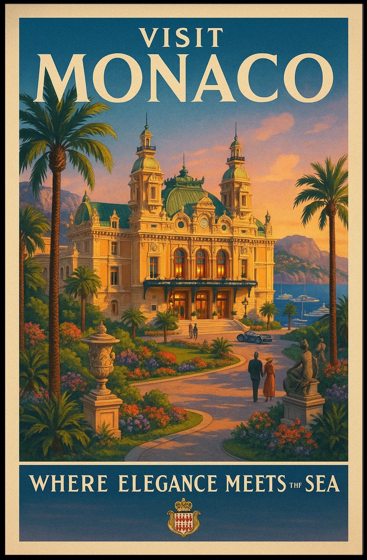 Visit Monaco Where Elegance Meets the Sea Poster