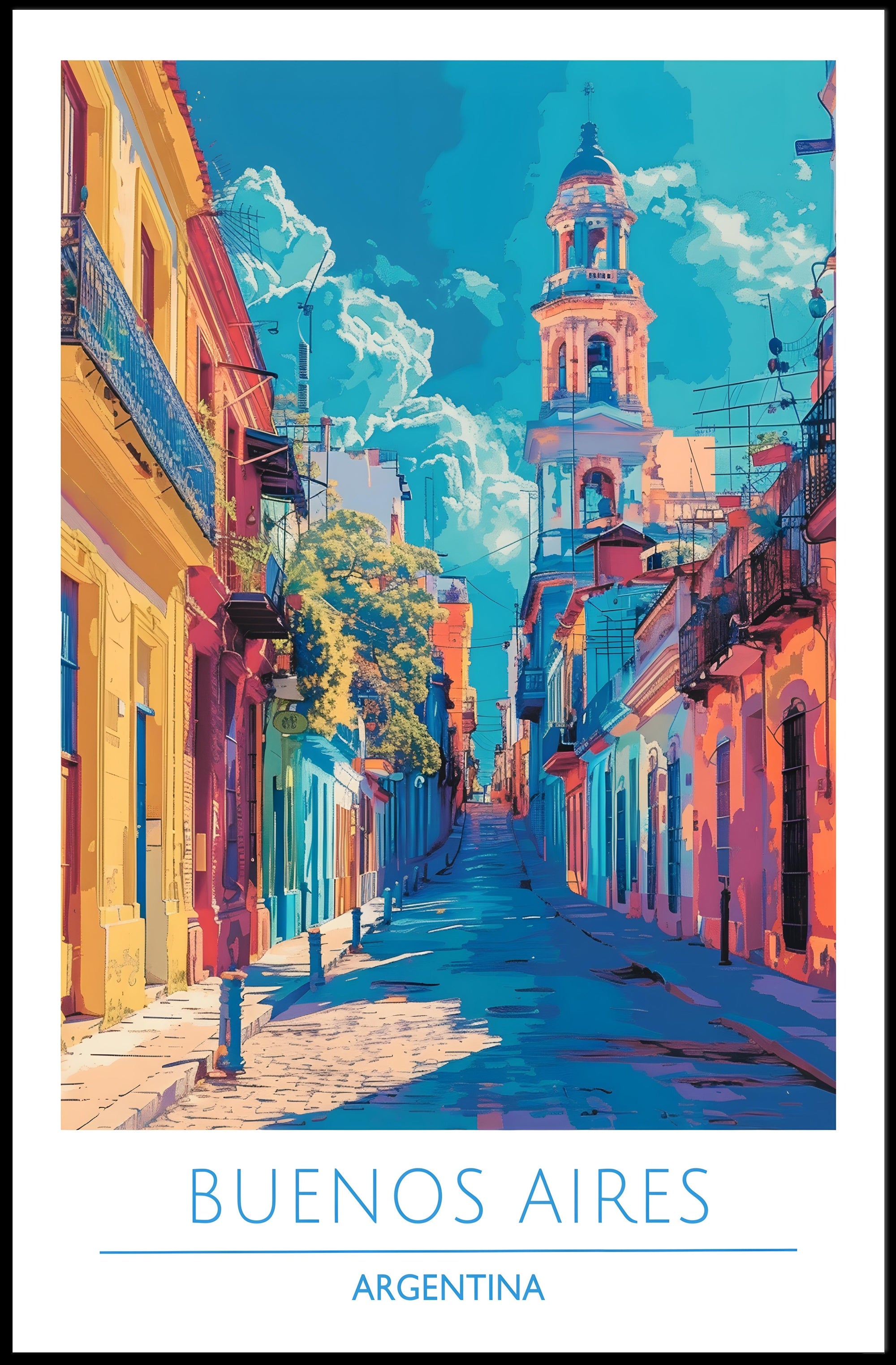 Vibrant Buenos Aires Urban Scene Impressionistic Urban or Cityscape Poster