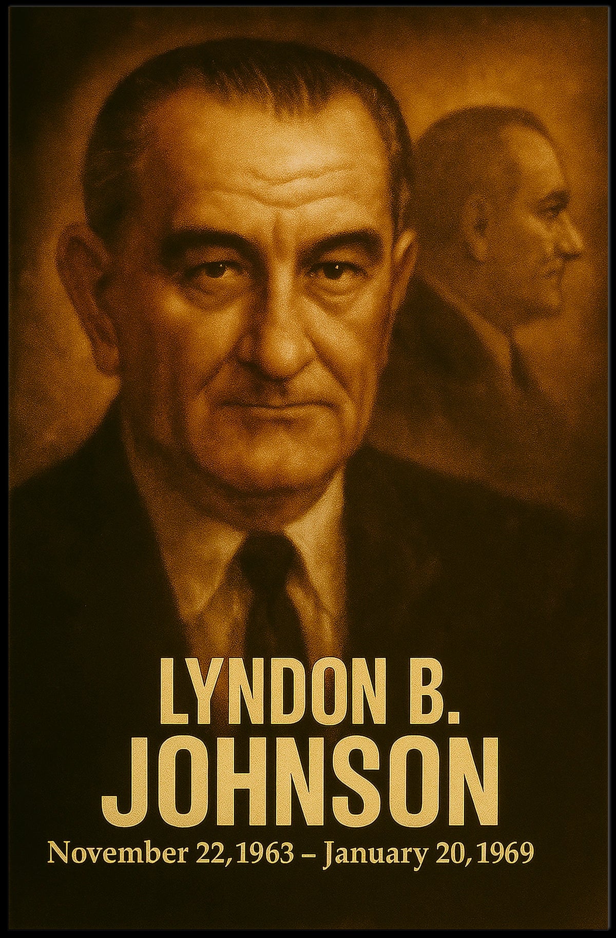 Lyndon B Johnson Presidential Poster Vintage Analog Film Aesthetic Portrait Wall Art Historical Print