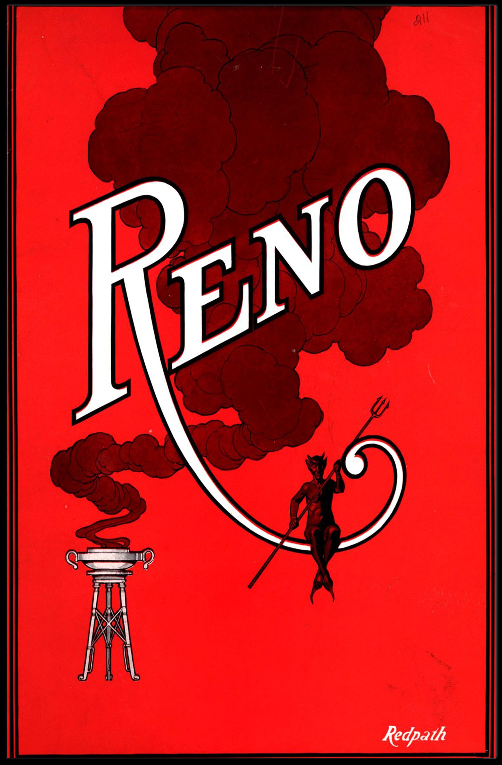 Devilish Reno Art Deco Vintage Travel Poster