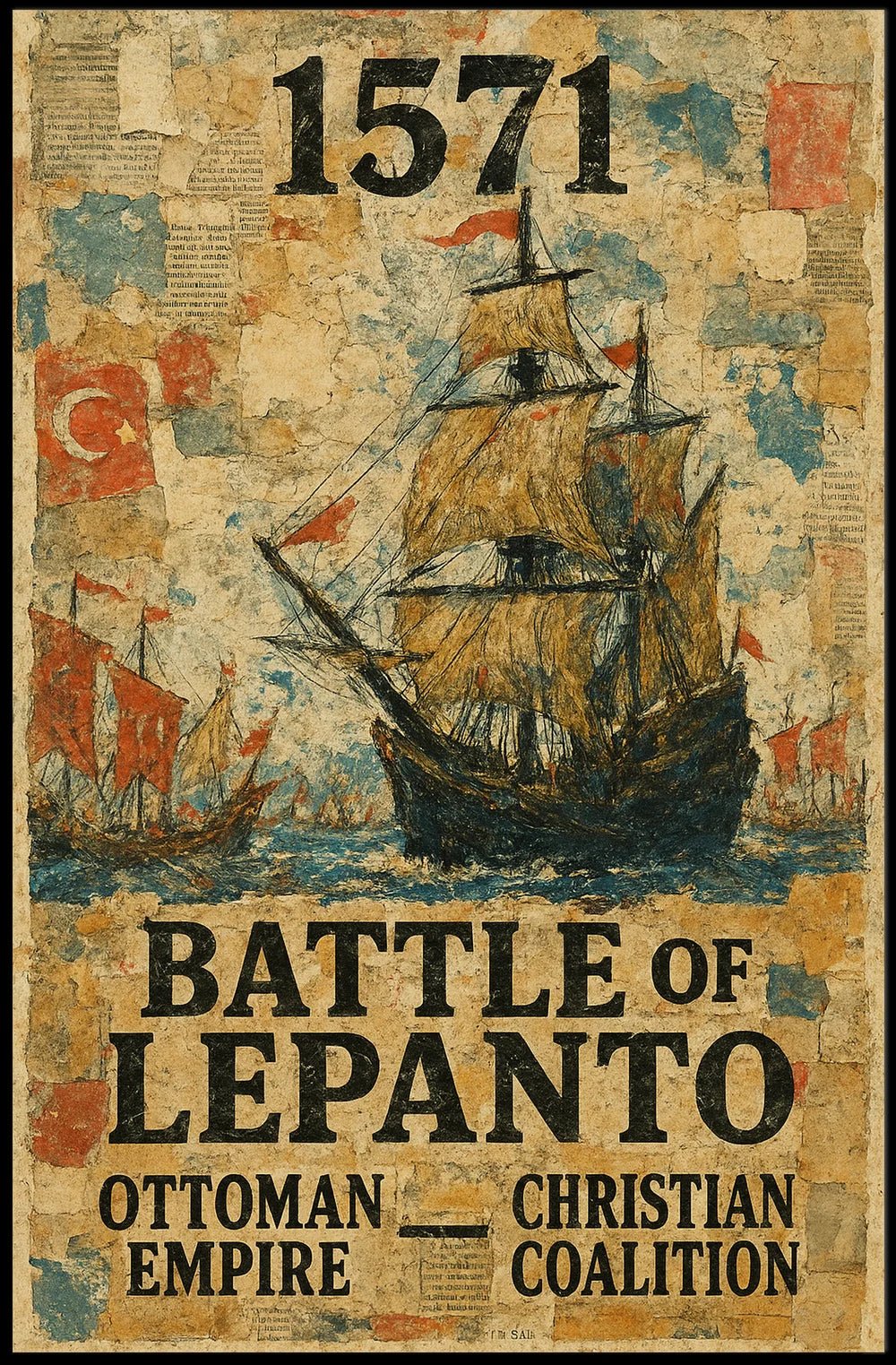 Battle of Lepanto Historical Naval Conflict Art Poster