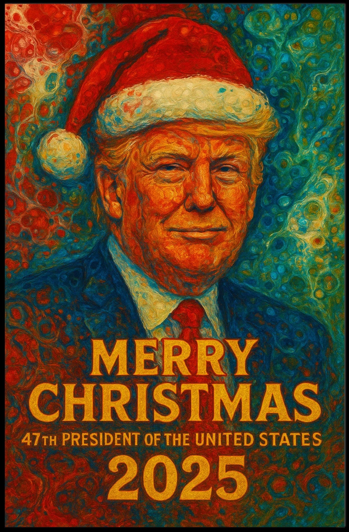 Festive Van Gogh-Inspired Merry Christmas Artistic Poster