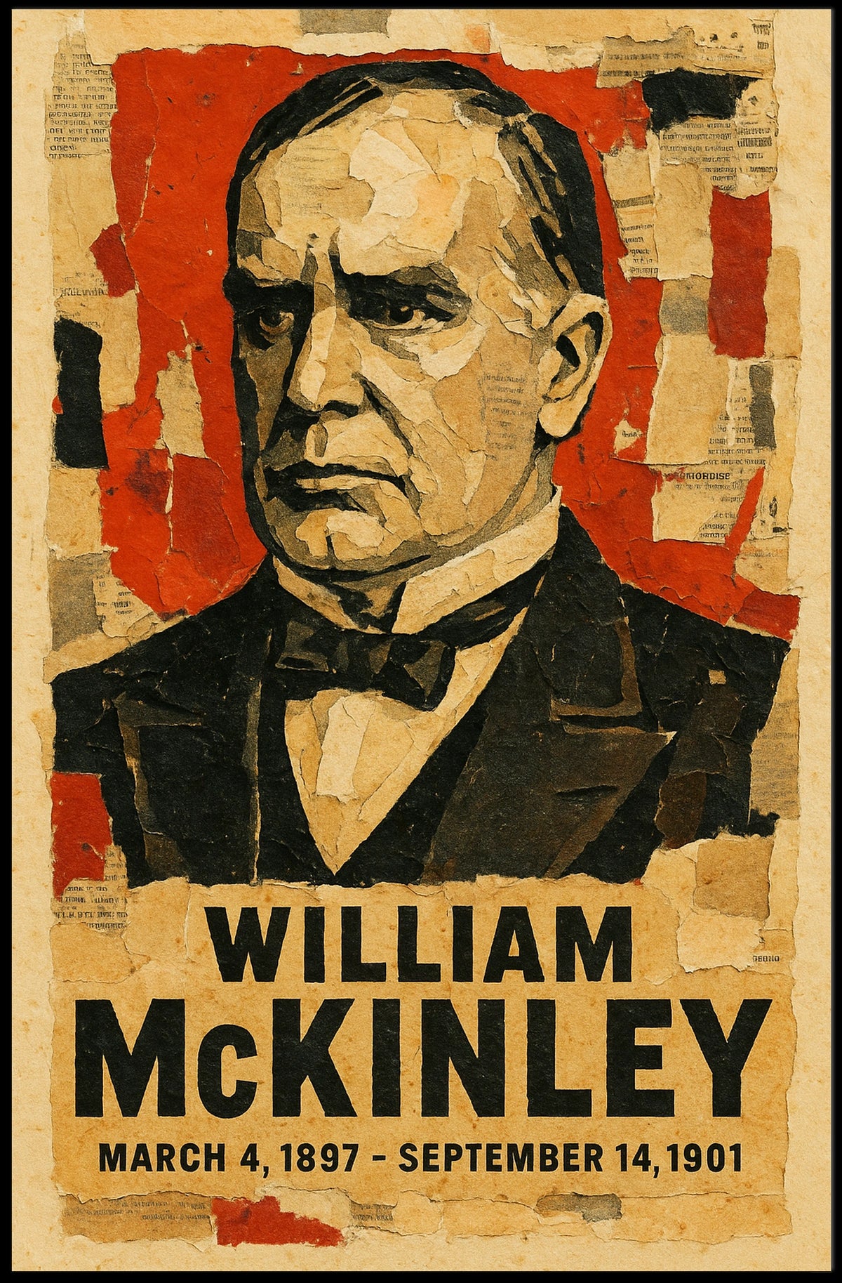 William McKinley 25th President of the United States Layered paper Collage Poster