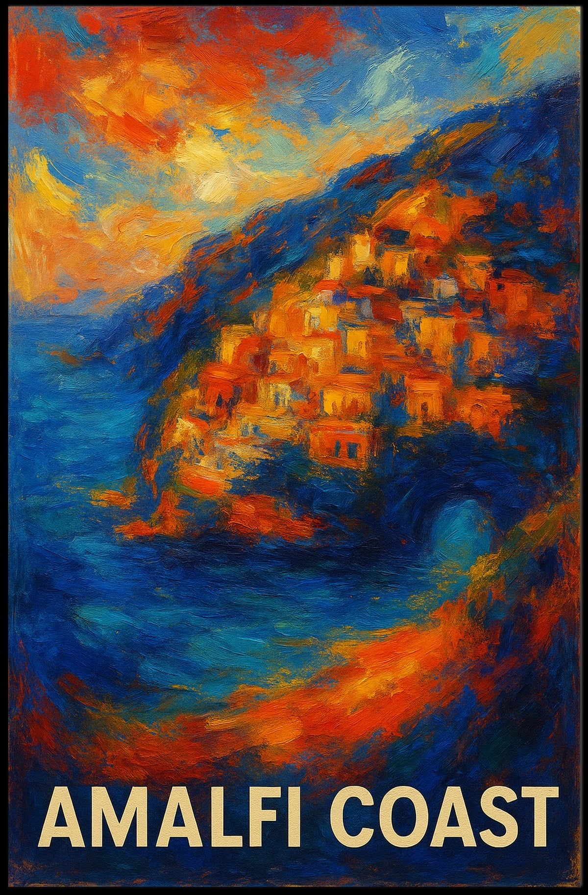 Amalfi Coast Vibrant Escape Poster Wall Art Decor Prints