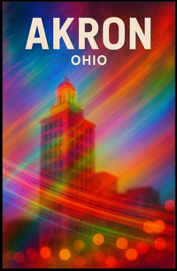 Akron, Ohio Vibrant Cityscape Poster
