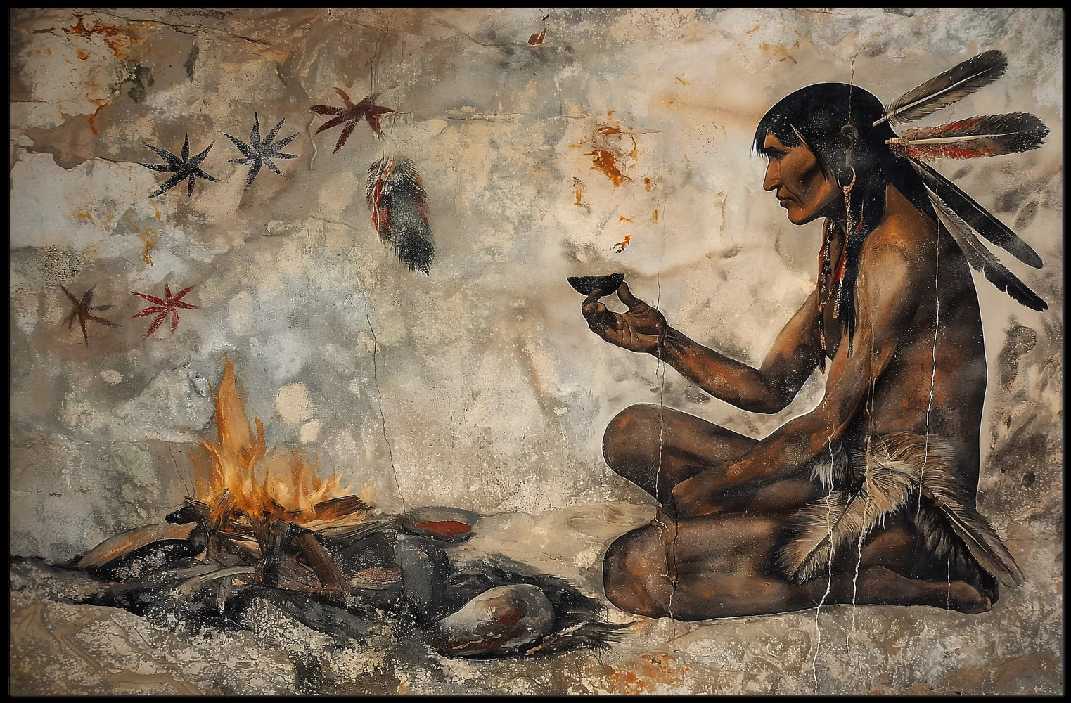 Native American Reflection: Tribal Art Poster Print