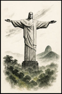 Christ the Redeemer Illustration Poster