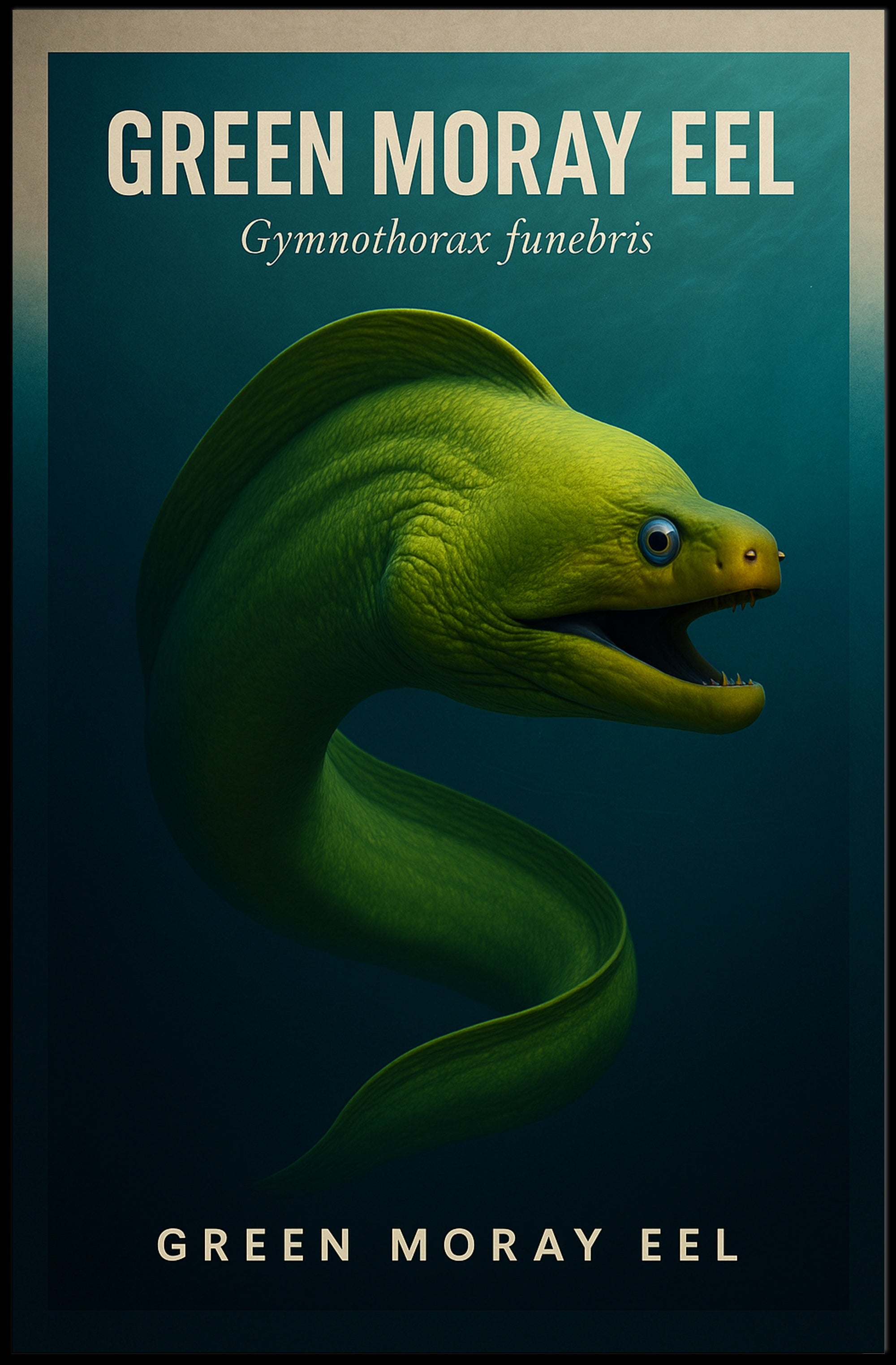 Green Moray Eel Photorealistic Artwork Animal Poster PosterGoat
