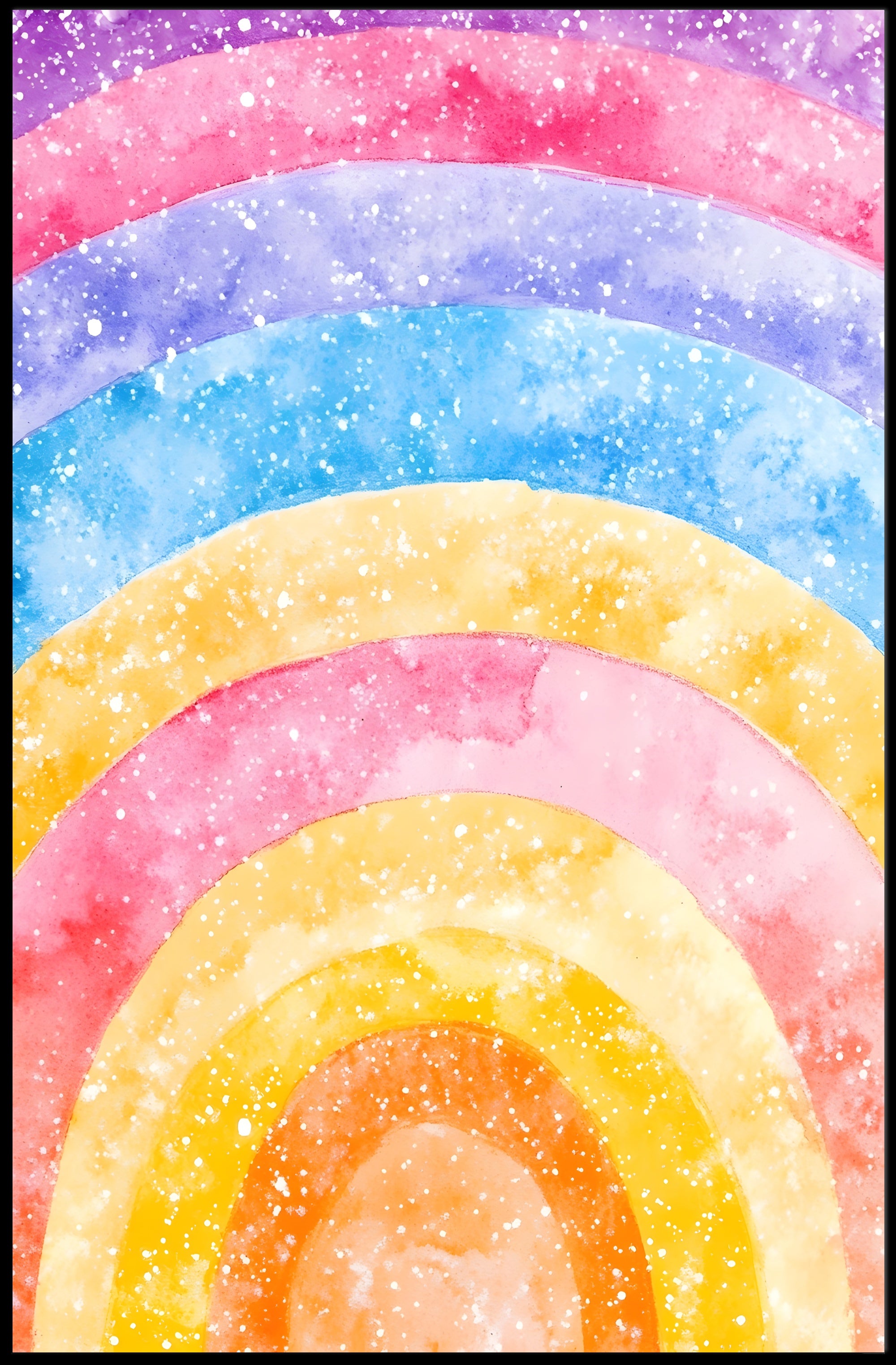 Rainbow Watercolor Poster Vibrant Nursery Wall Art