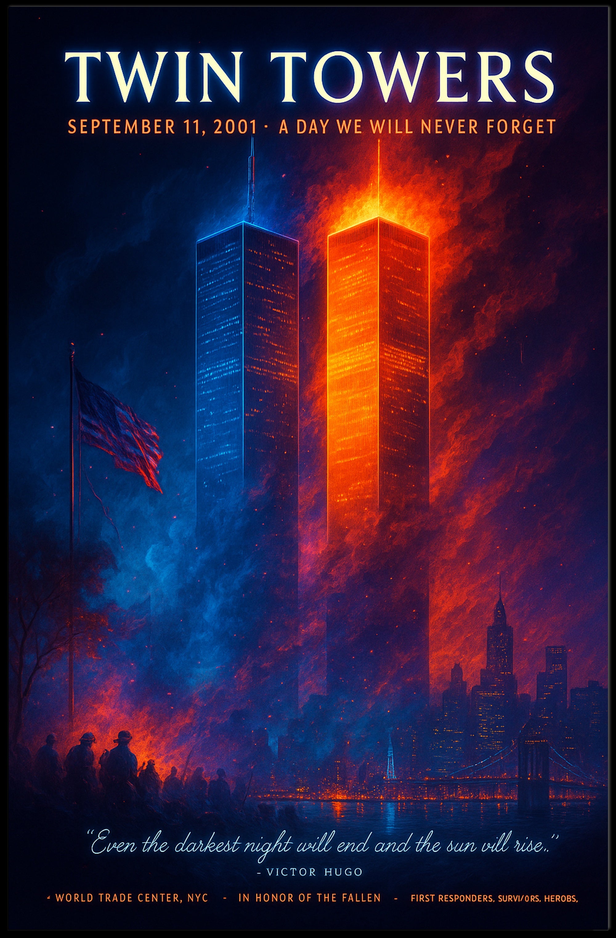 Twin Towers Remembrance Tribute Historical or Presidential Poster PosterGoat