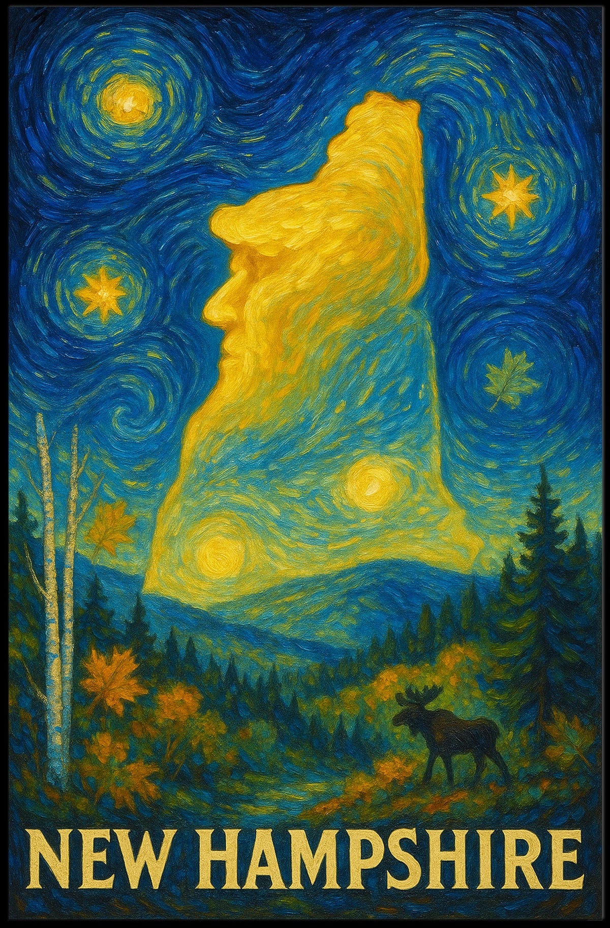 New Hampshire Tranquil Wilderness Landscape Artistic Poster