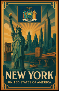 New York City Poster Vintage Iconic Travel Wall Art