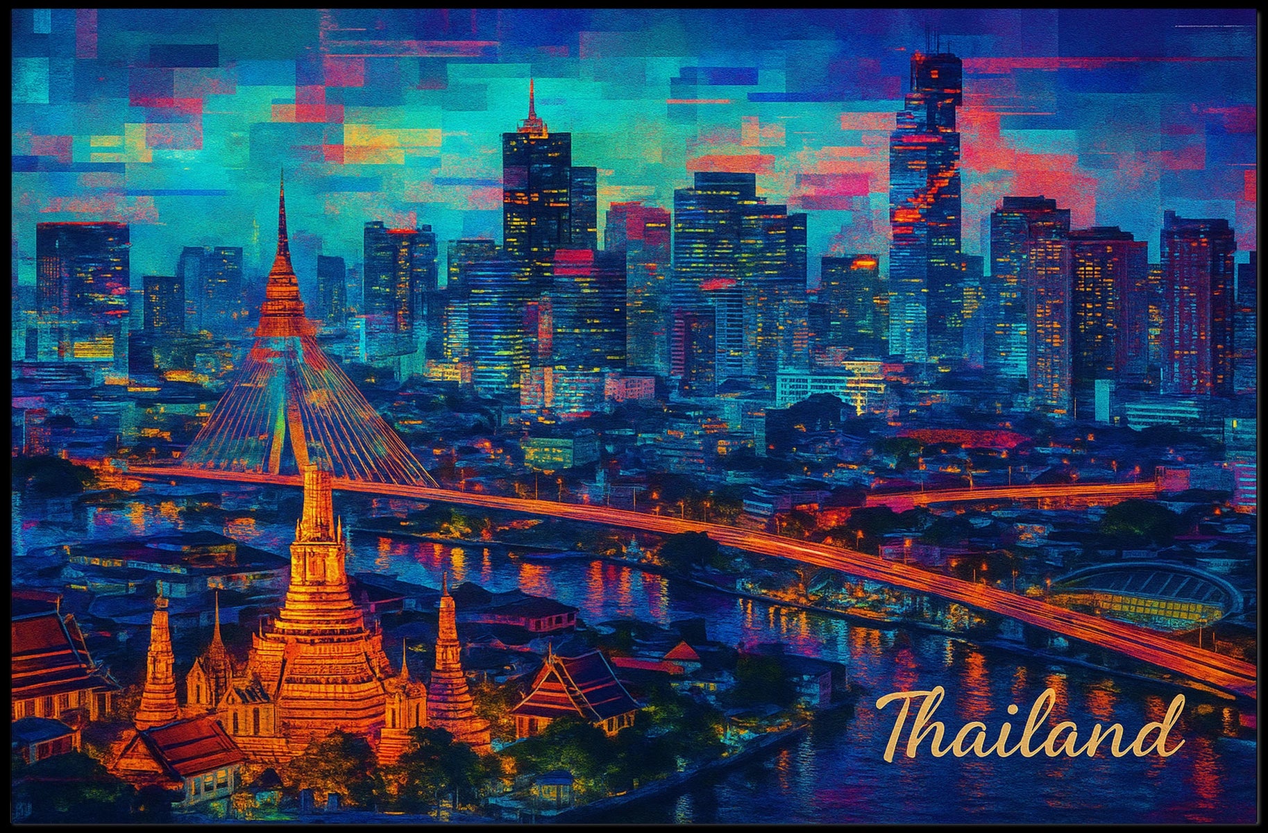 Vibrant Thailand Skyline Poster