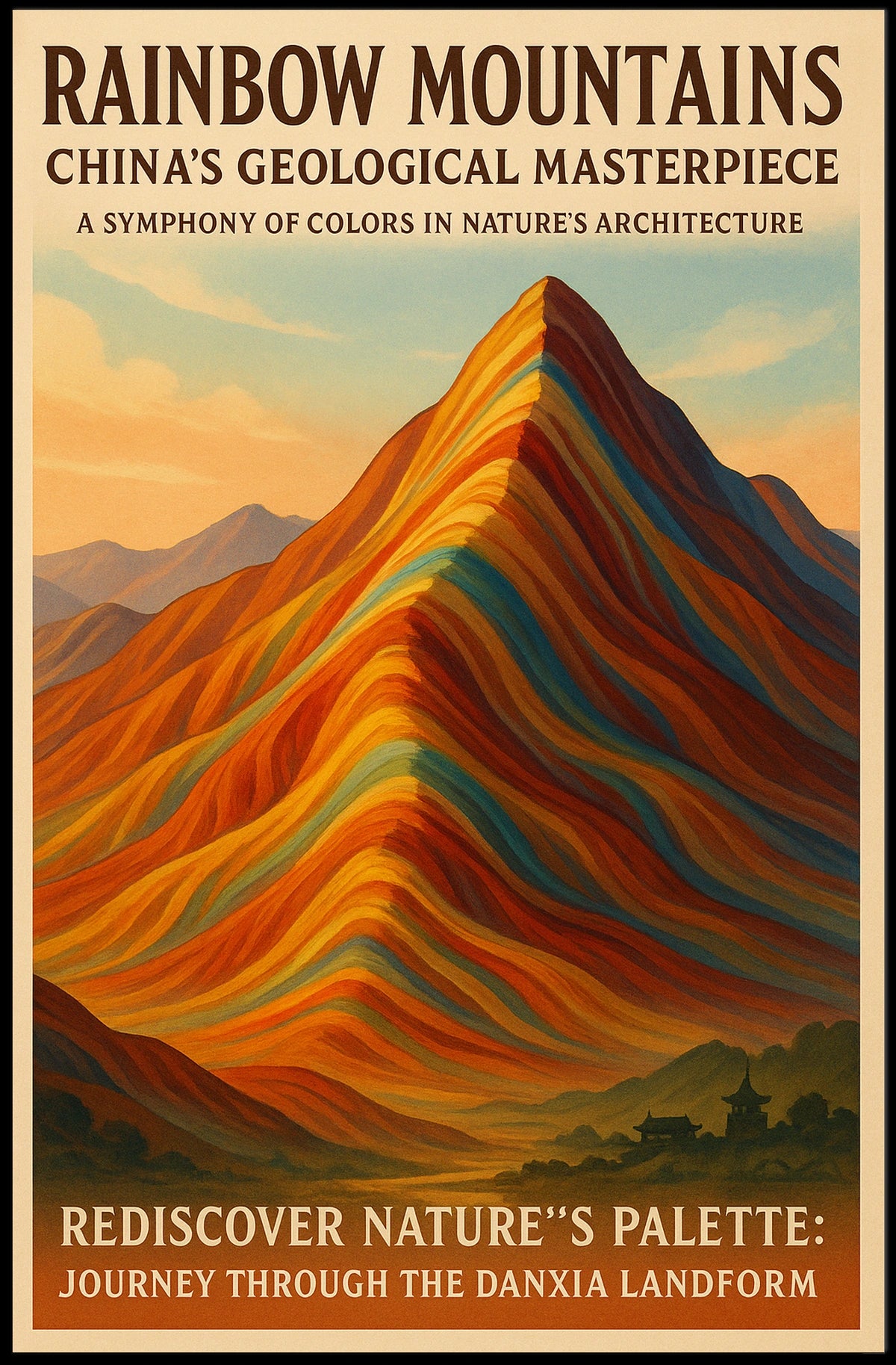 Rainbow Mountains ChinaS Geological Poster
