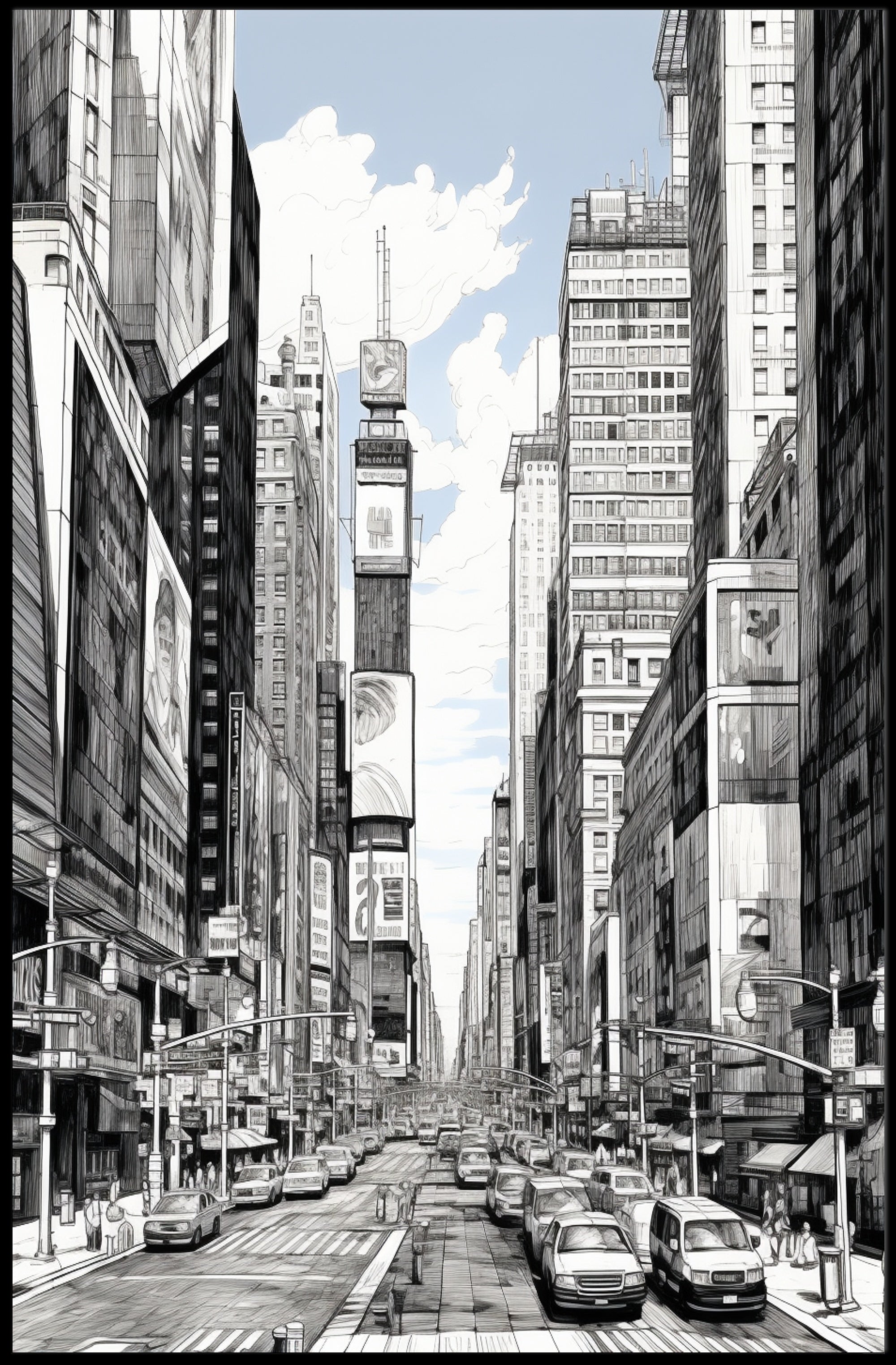 Urban Sketch Of Times Square Poster