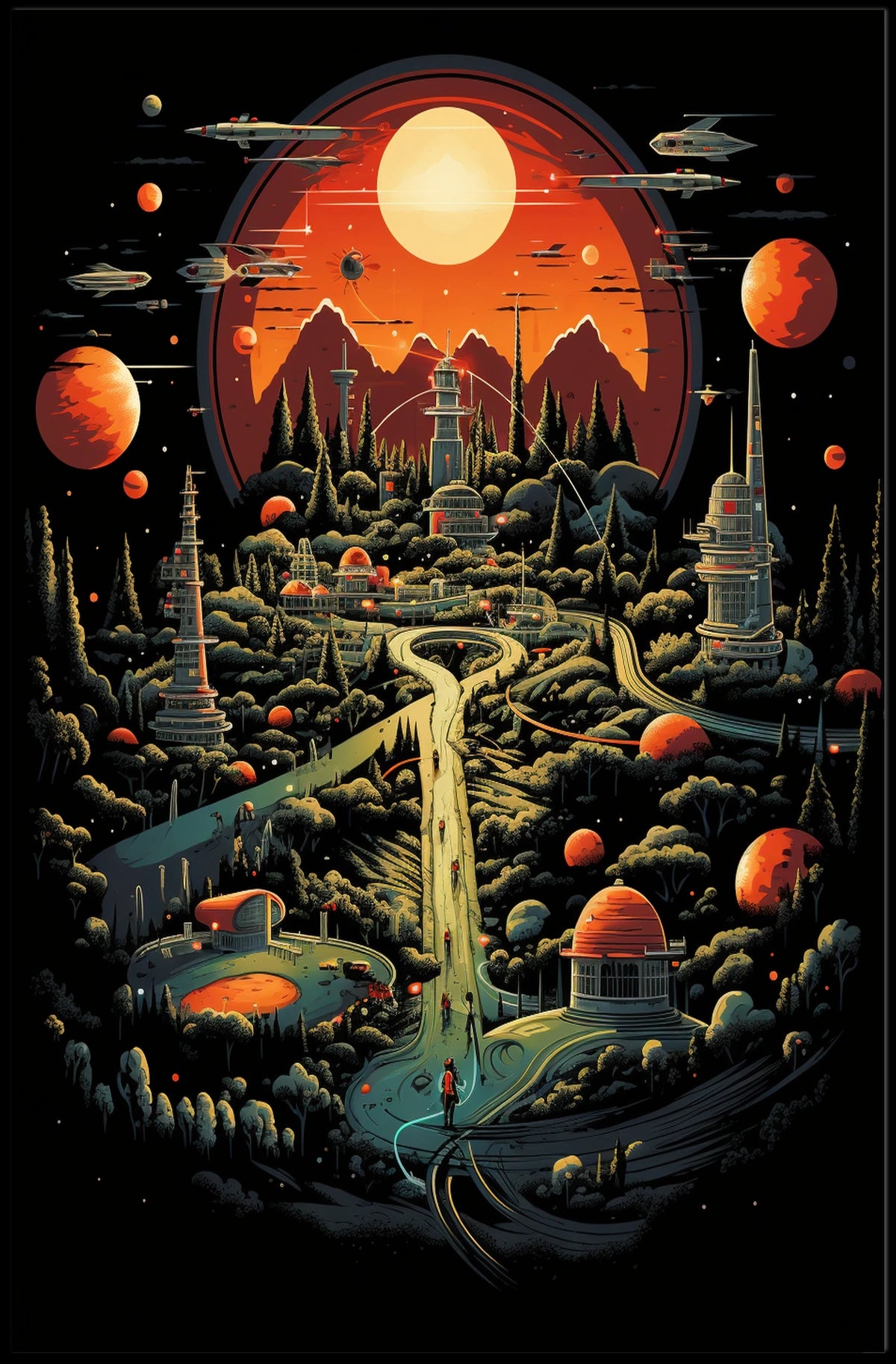 Futuristic Cosmic Landscape Poster