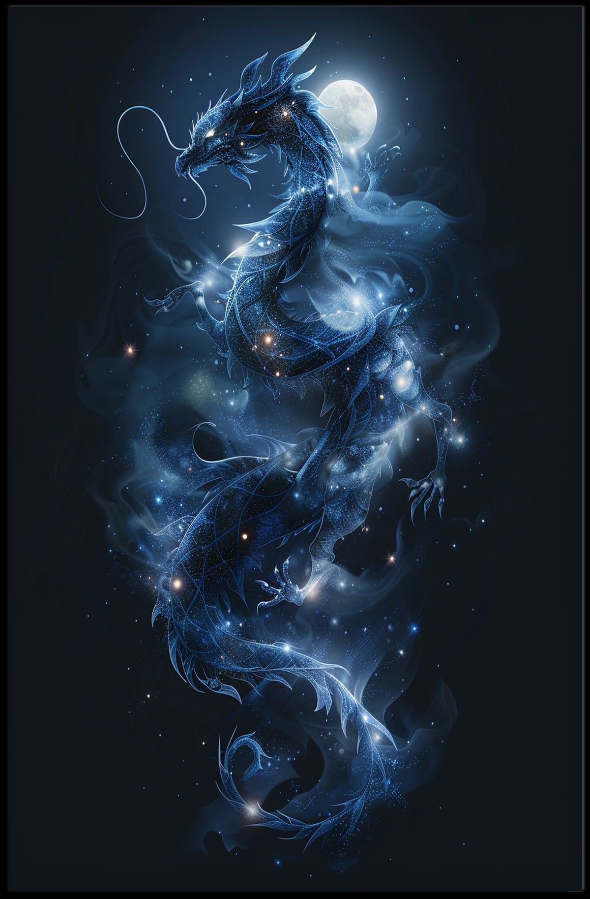 Mystical Celestial Dragon Fantasy Art Poster
