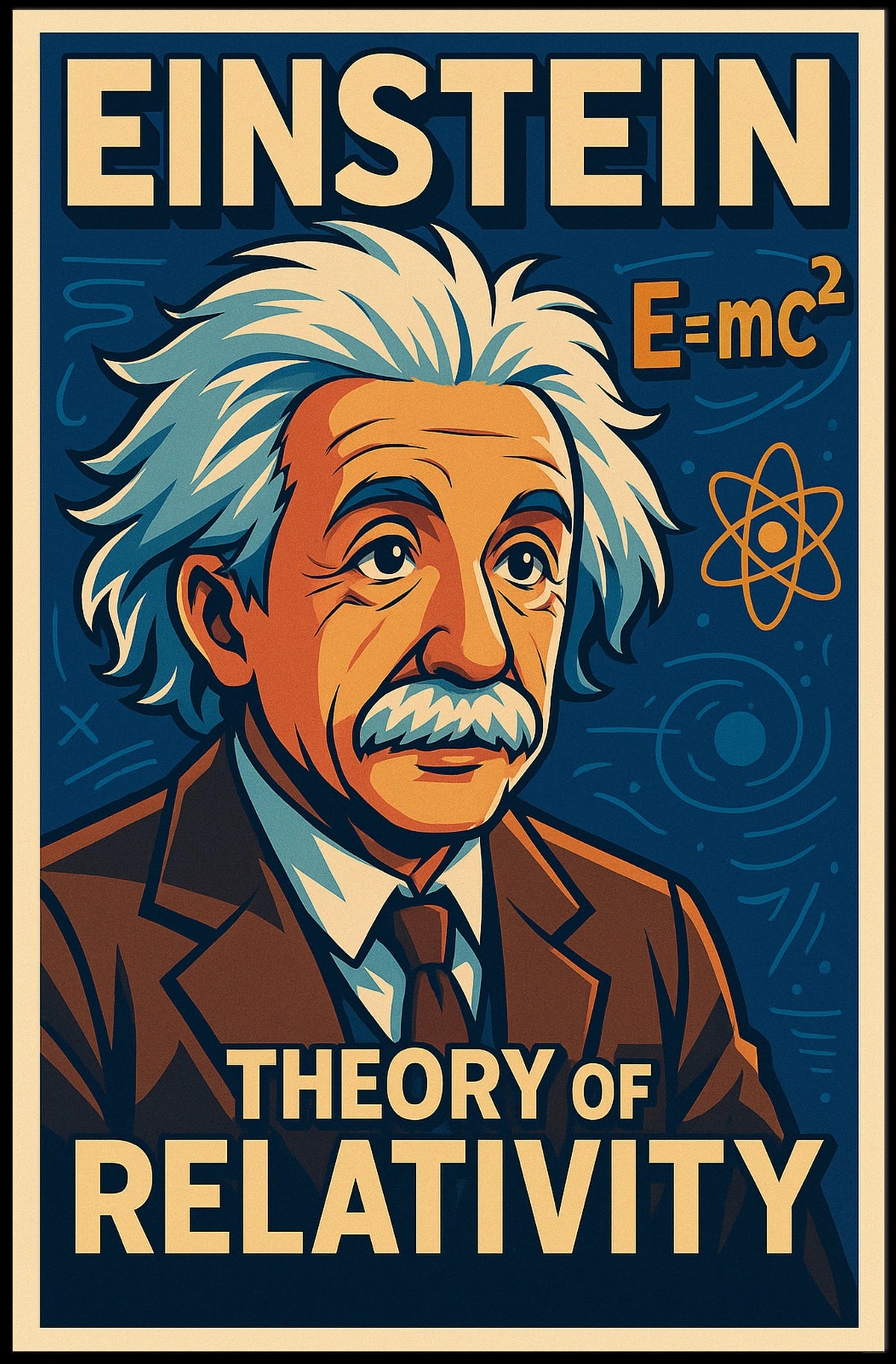 Einstein Relativity Theory Scenic Physics Wall Art Inspiring Study Room Decor Poster