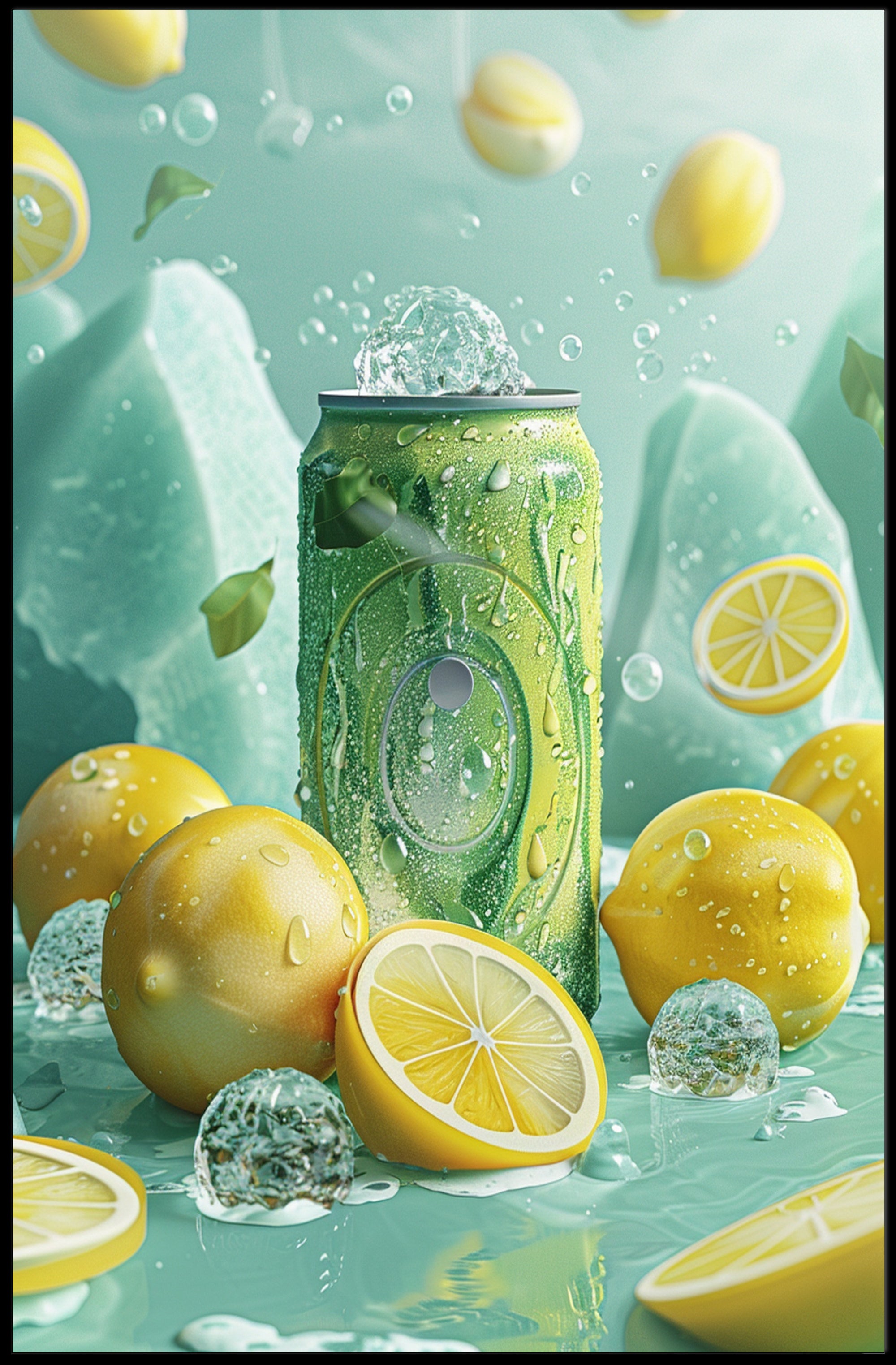 Refreshing Lemon Soda Scene Poster - Abstract or Artistic Poster PosterGoat