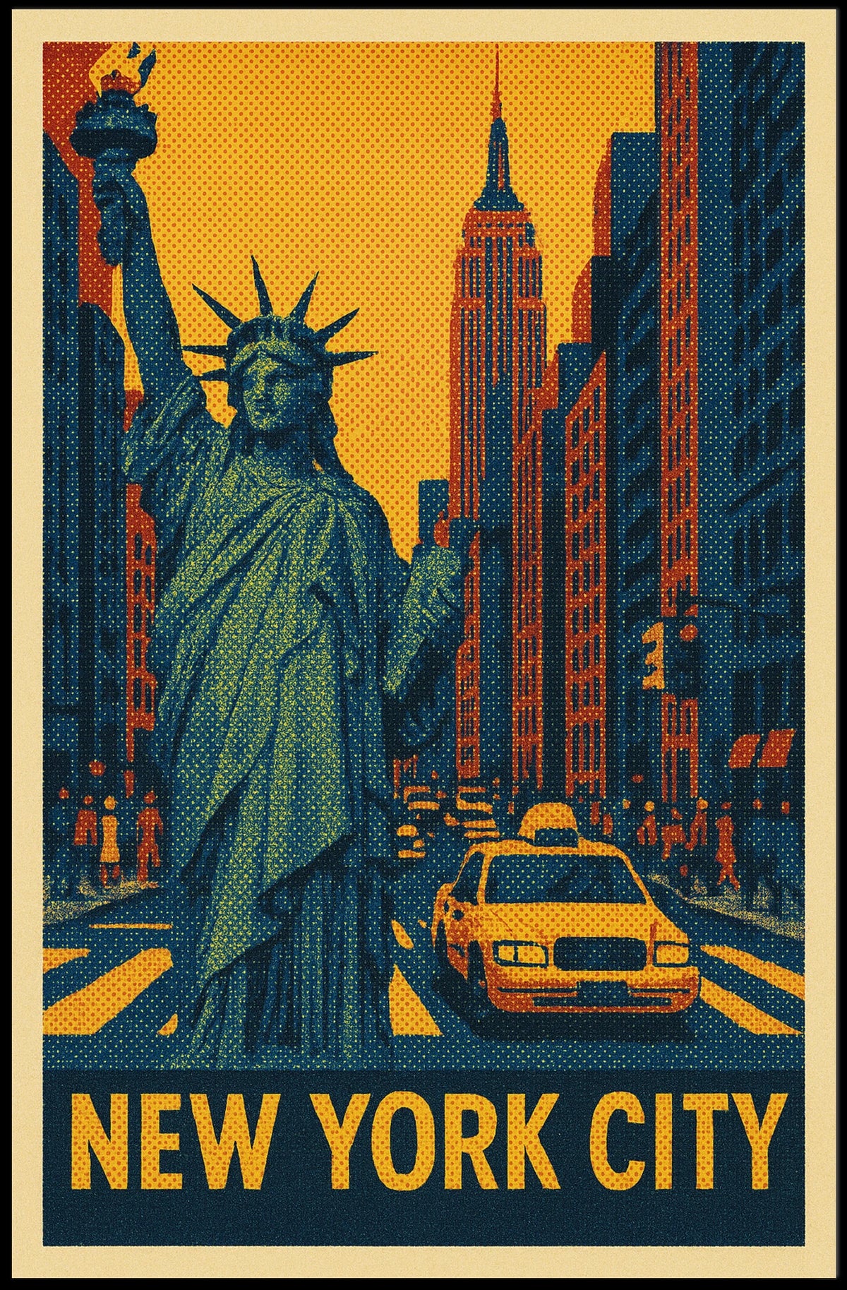 New York City Neon City Comic Art Poster Retro Wall Art
