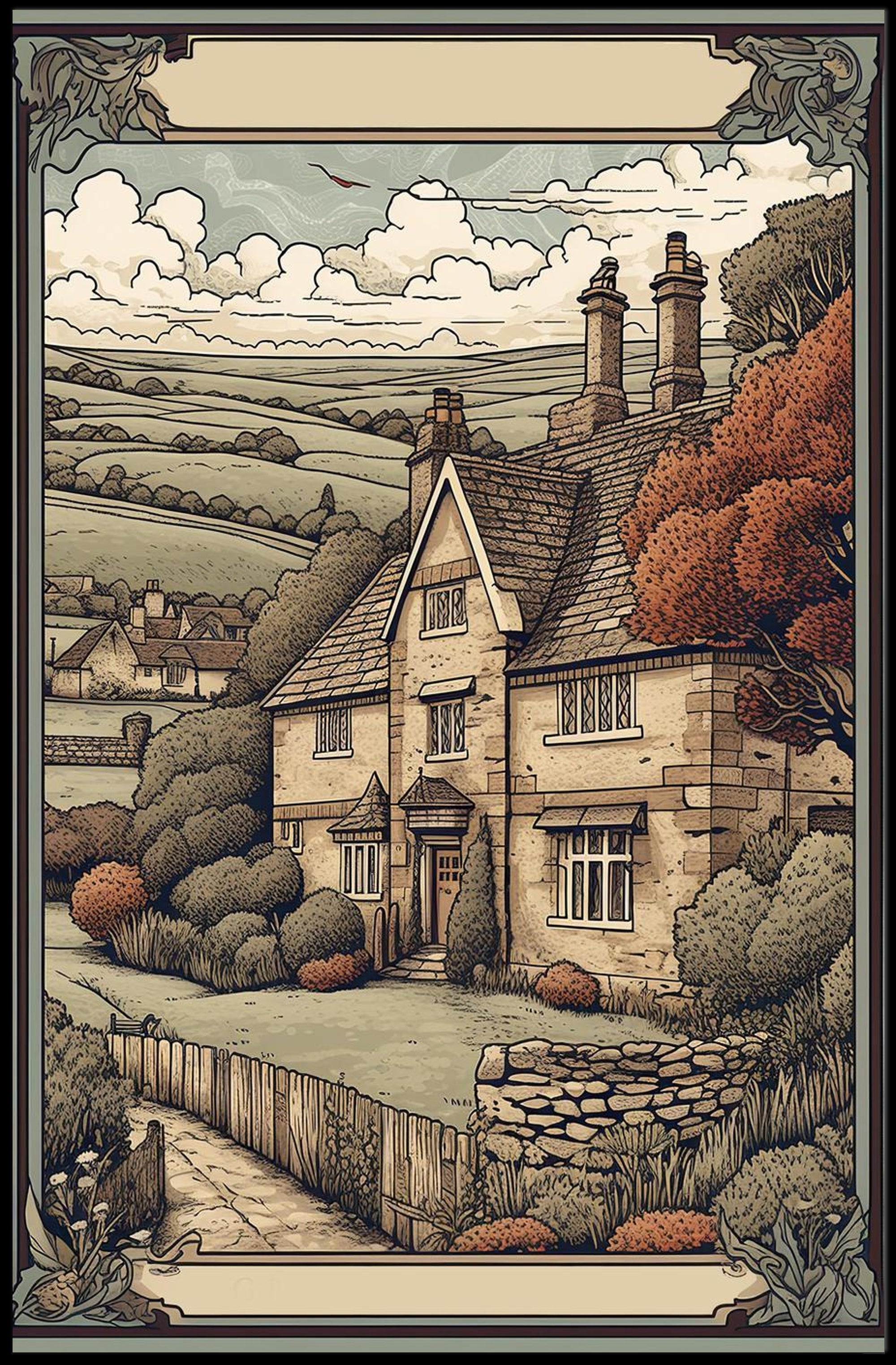 Quaint Countryside Cottage Poster