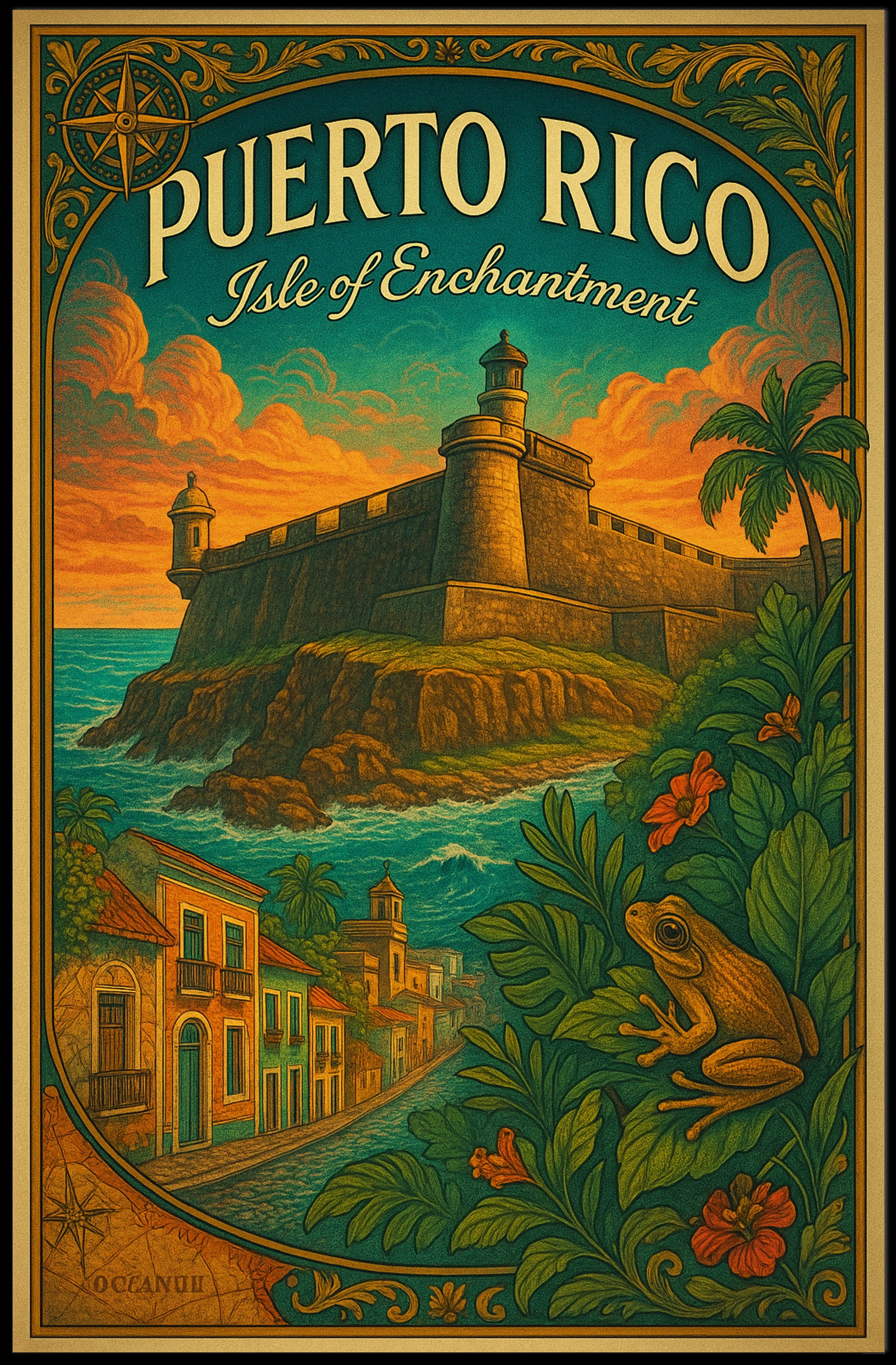 Isle of Enchantment Puerto Rico Travel Poster