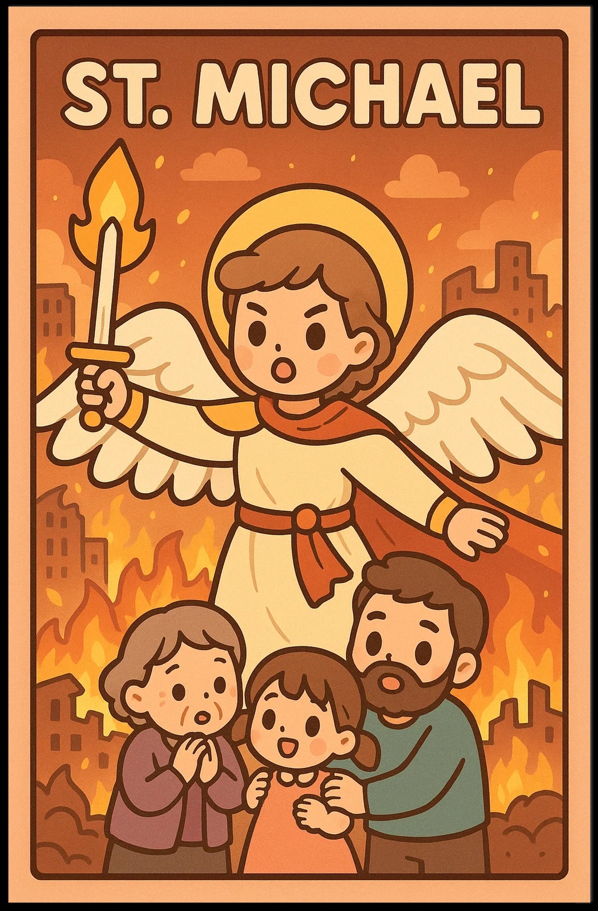 St. Michael Protector In Flames Poster