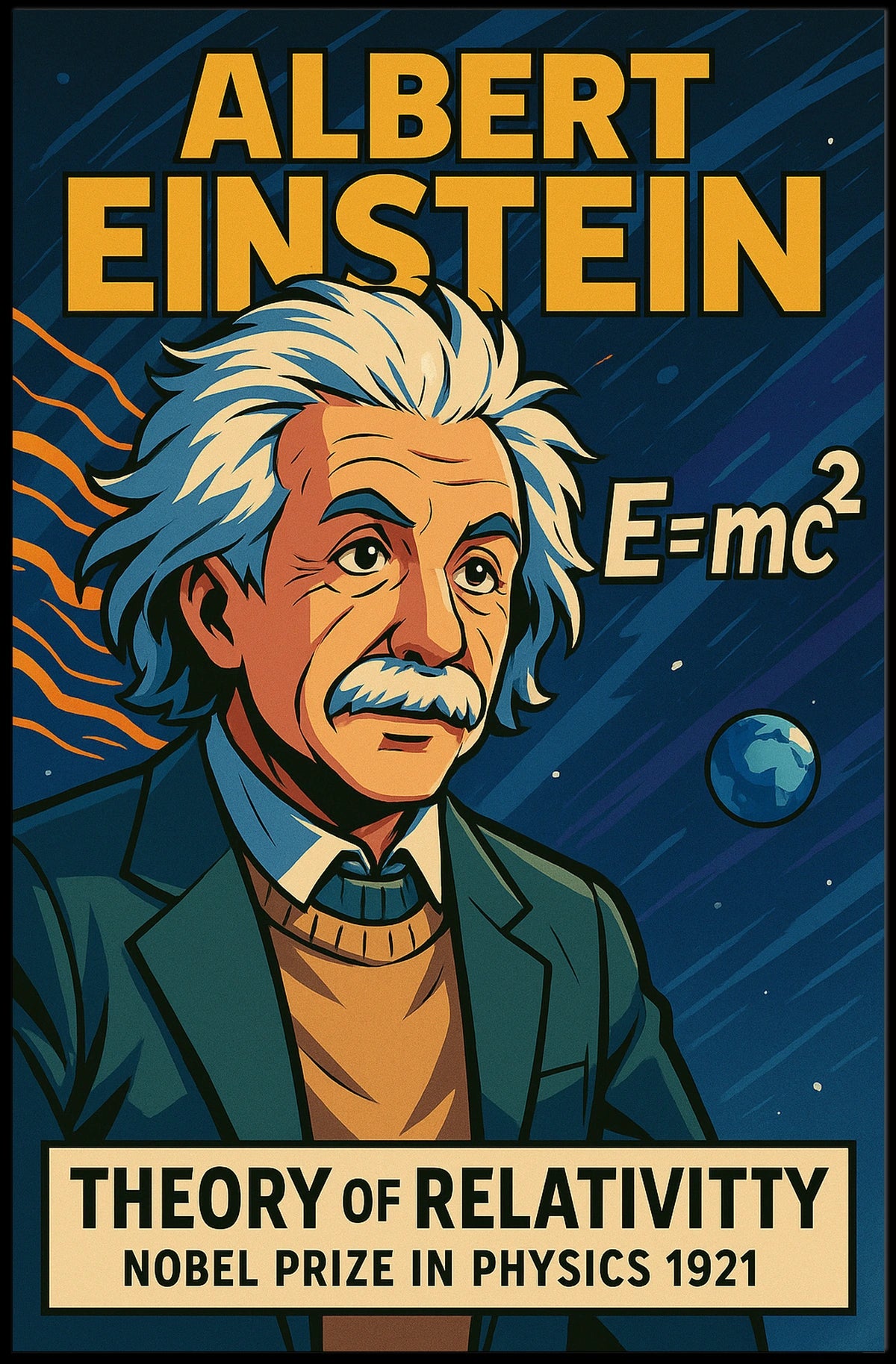 Albert Einstein Relativity Vintage Science Curious Poster