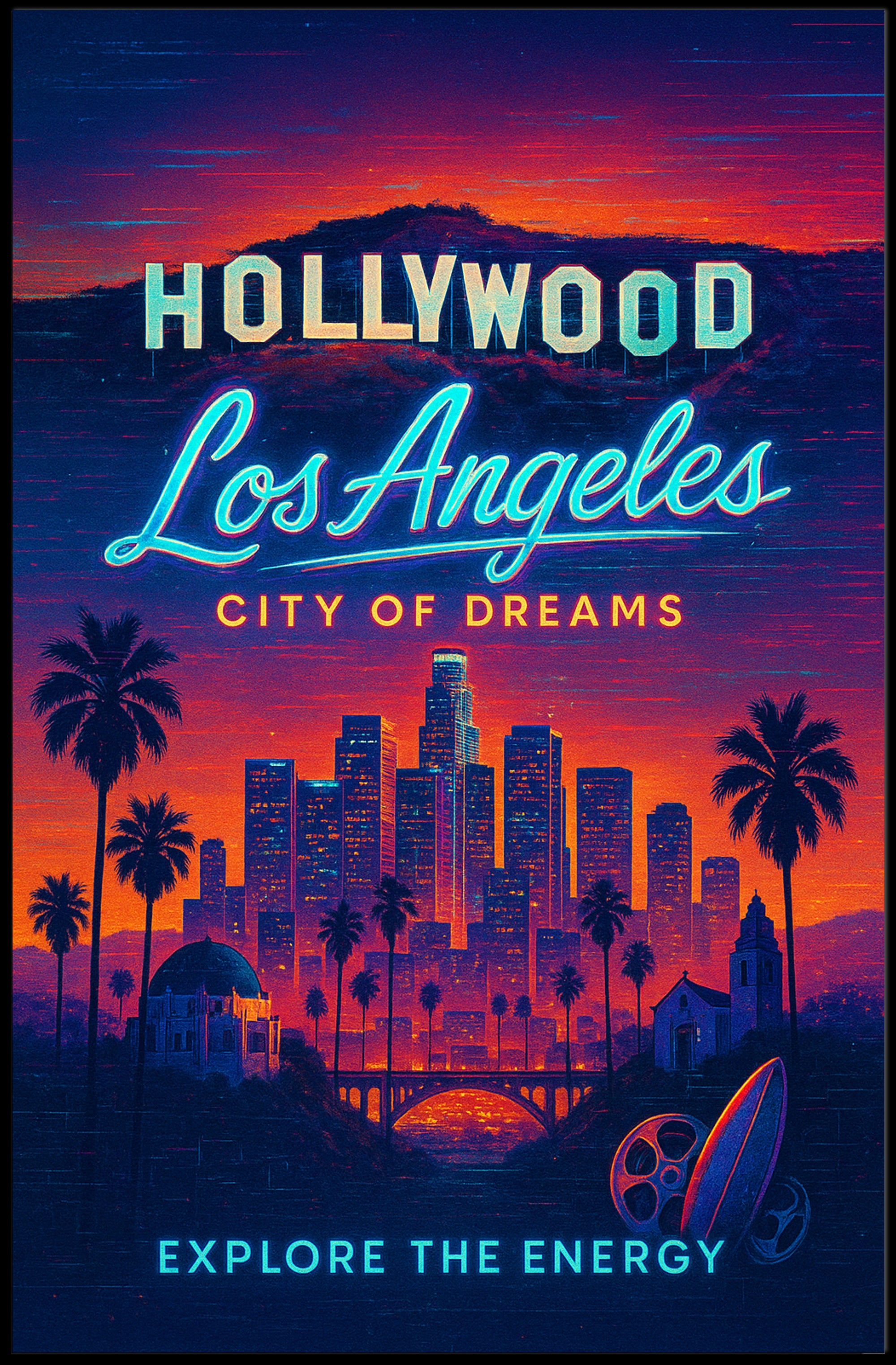Los Angeles Dreams in Neon Urban or Cityscape Poster
