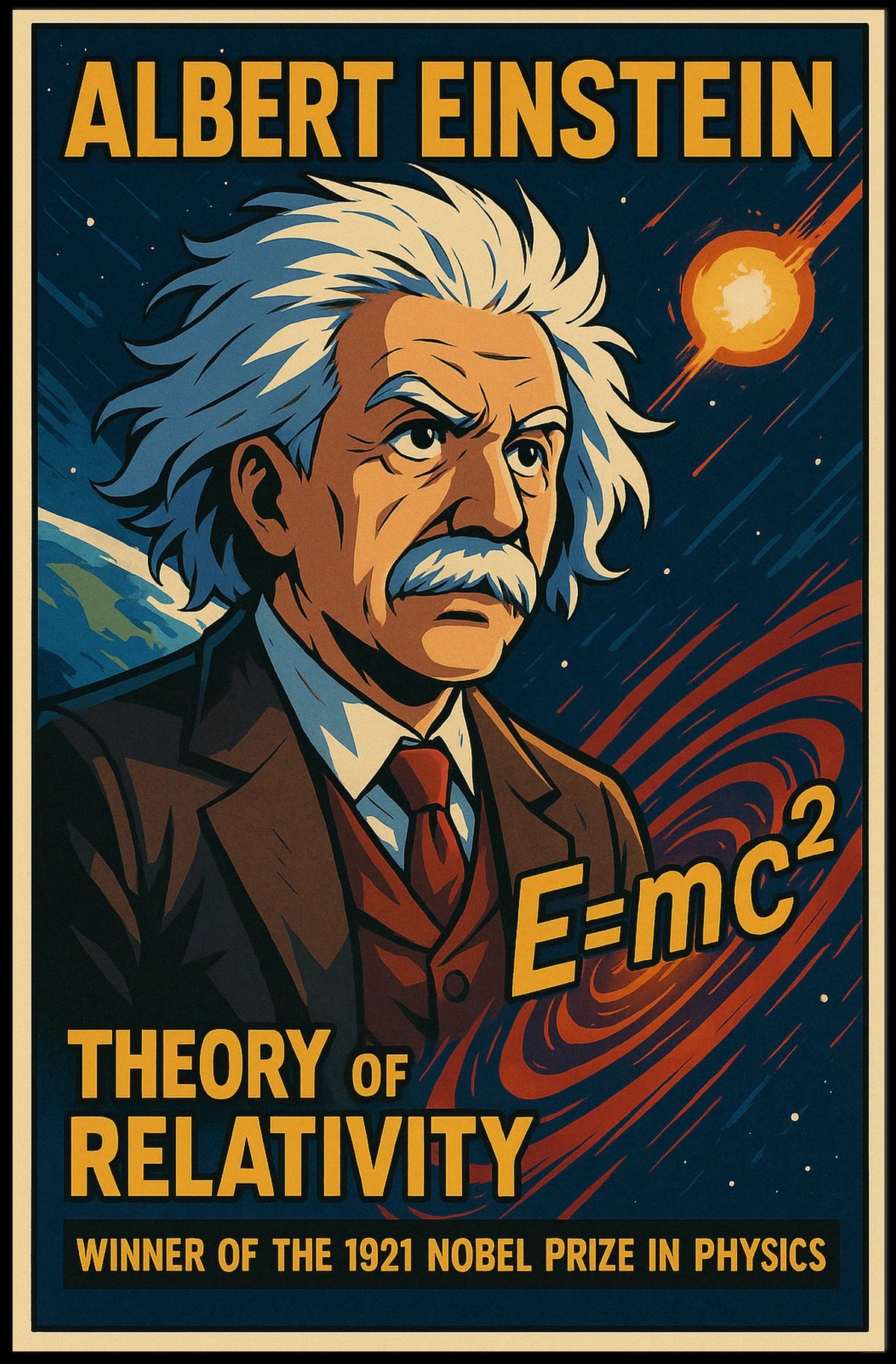 Einstein Relativity Vintage Educational Science Poster
